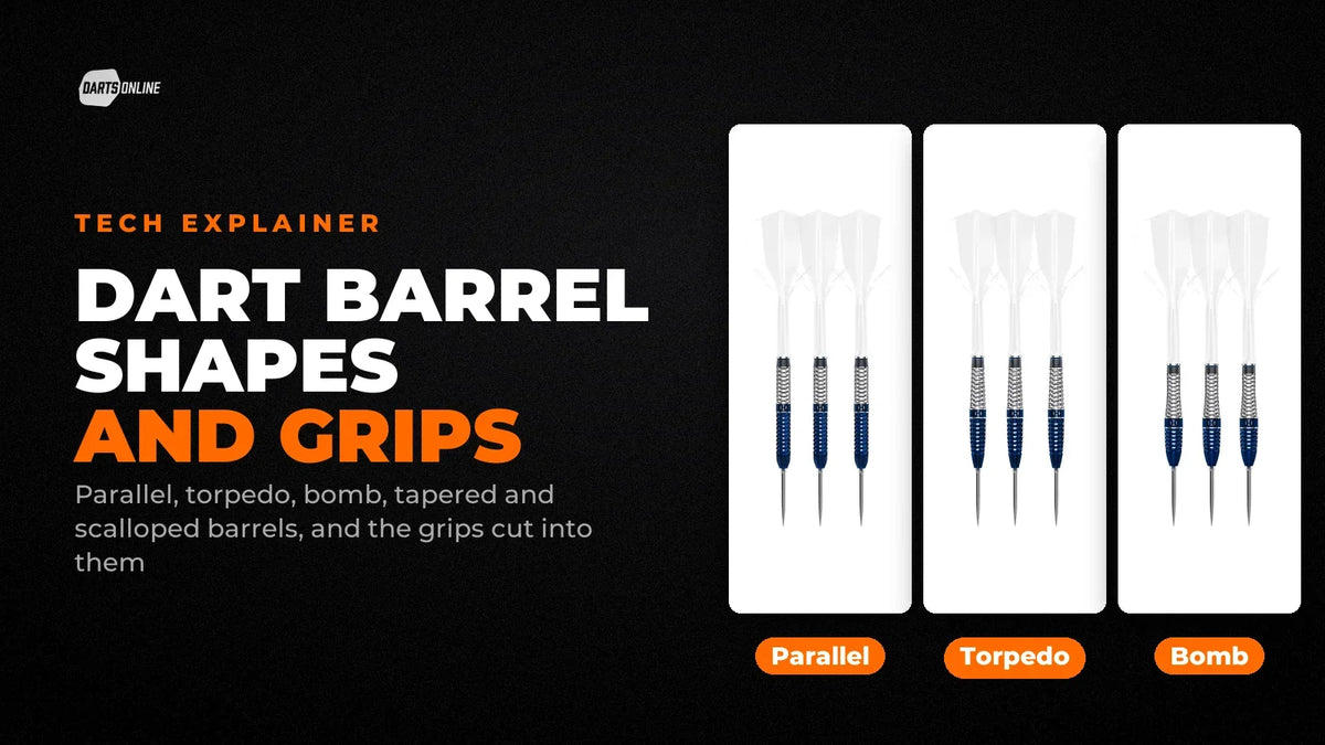 Dart barrel shapes: Harrows Geo parallel, torpedo and bomb steel tip darts