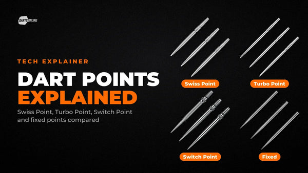 Dart points explained: Target Swiss Point, Shot Turbo Point, Winmau Switch Point and fixed steel points