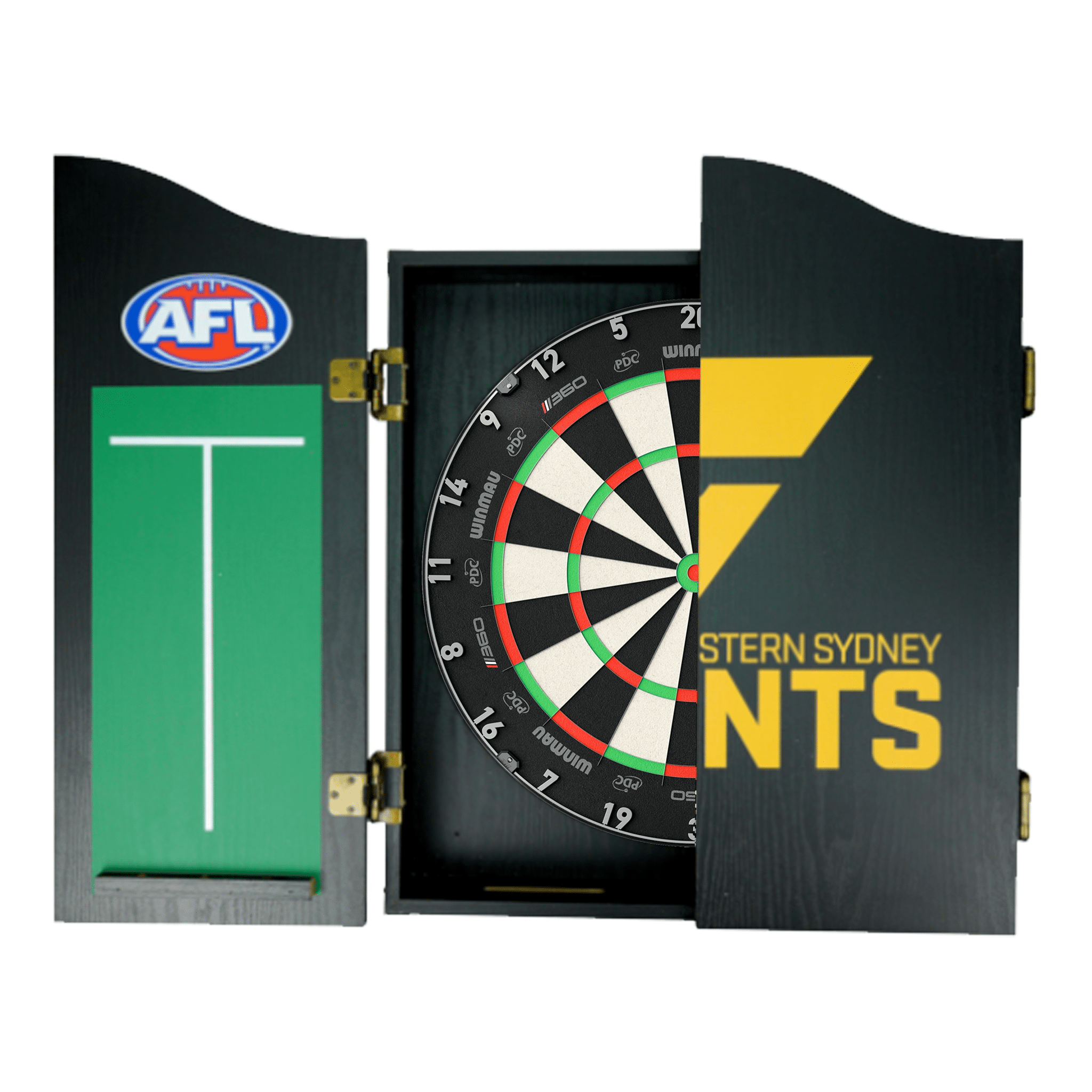 AFL Blade 360 Dartboard, Official AFL Cabinet & Darts - Complete Darts Set Blade 360 / GWS Giants Boards
