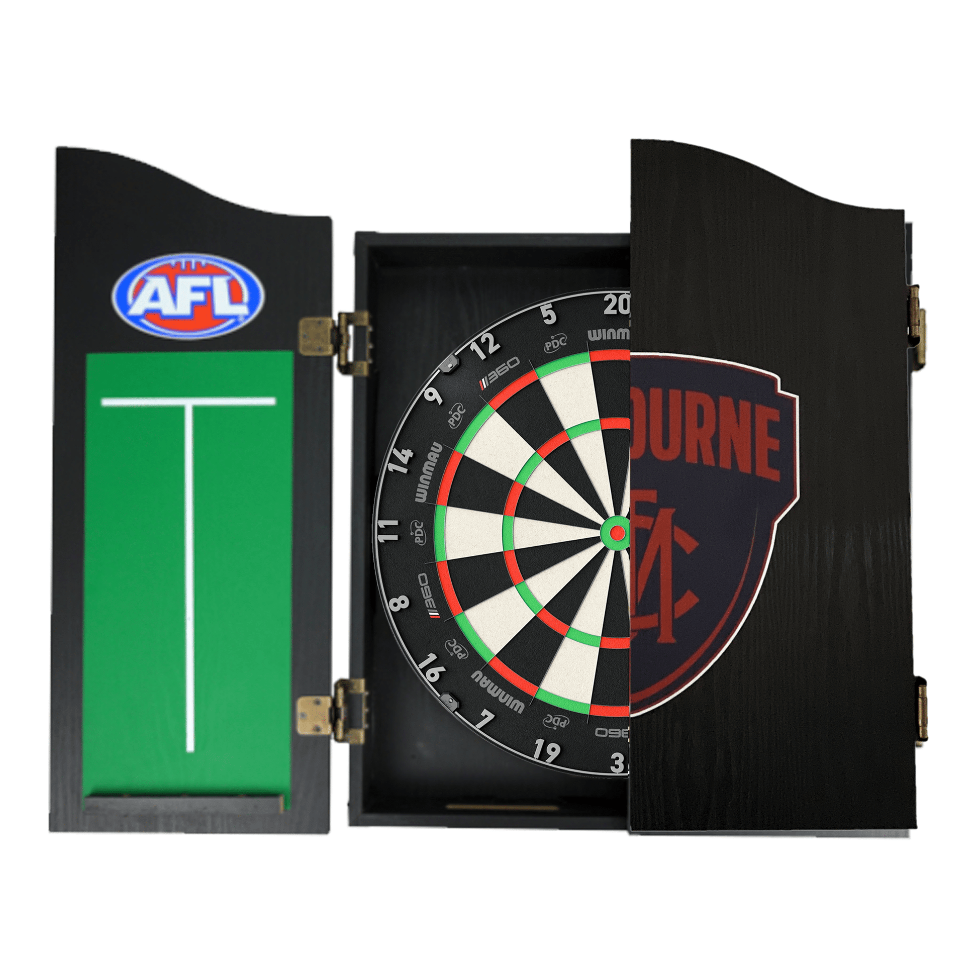 AFL Blade 360 Dartboard, Official AFL Cabinet & Darts - Complete Darts Set Blade 360 / Melbourne Demons Boards