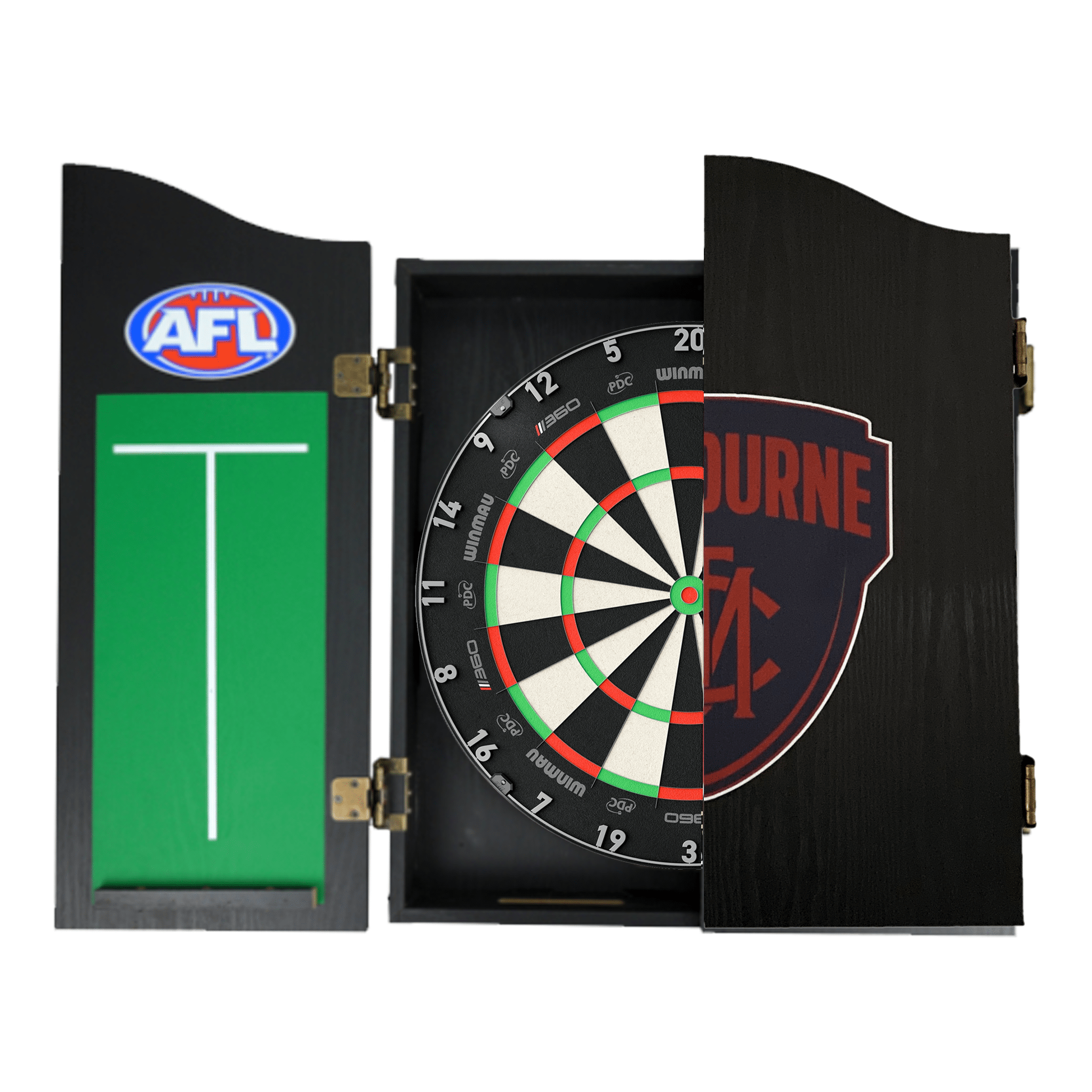 AFL Blade 360 Dartboard, Official AFL Cabinet & Darts - Complete Darts Set Blade 360 / Melbourne Demons Boards