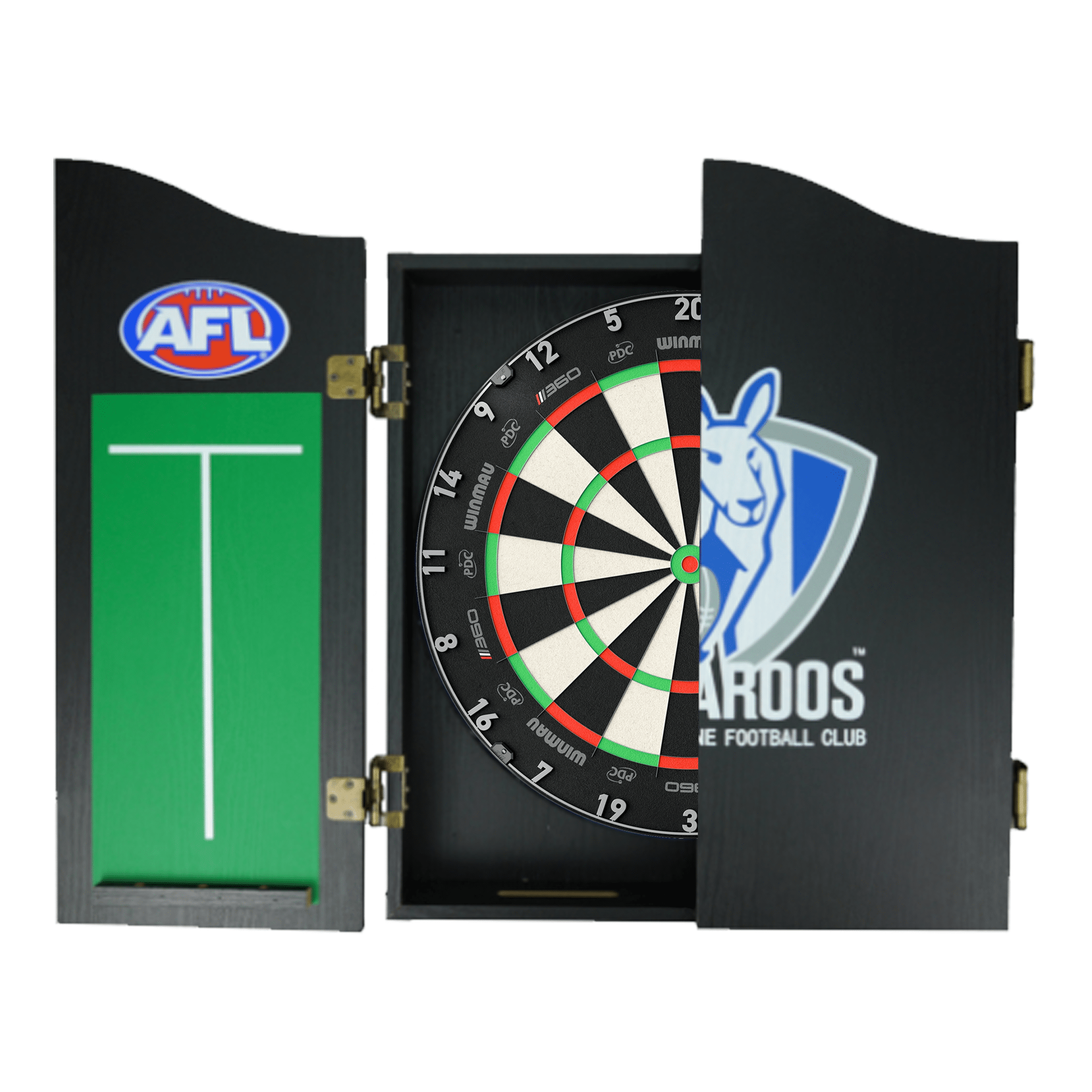 AFL Blade 360 Dartboard, Official AFL Cabinet & Darts - Complete Darts Set Blade 360 / North Melbourne Kangaroos Boards