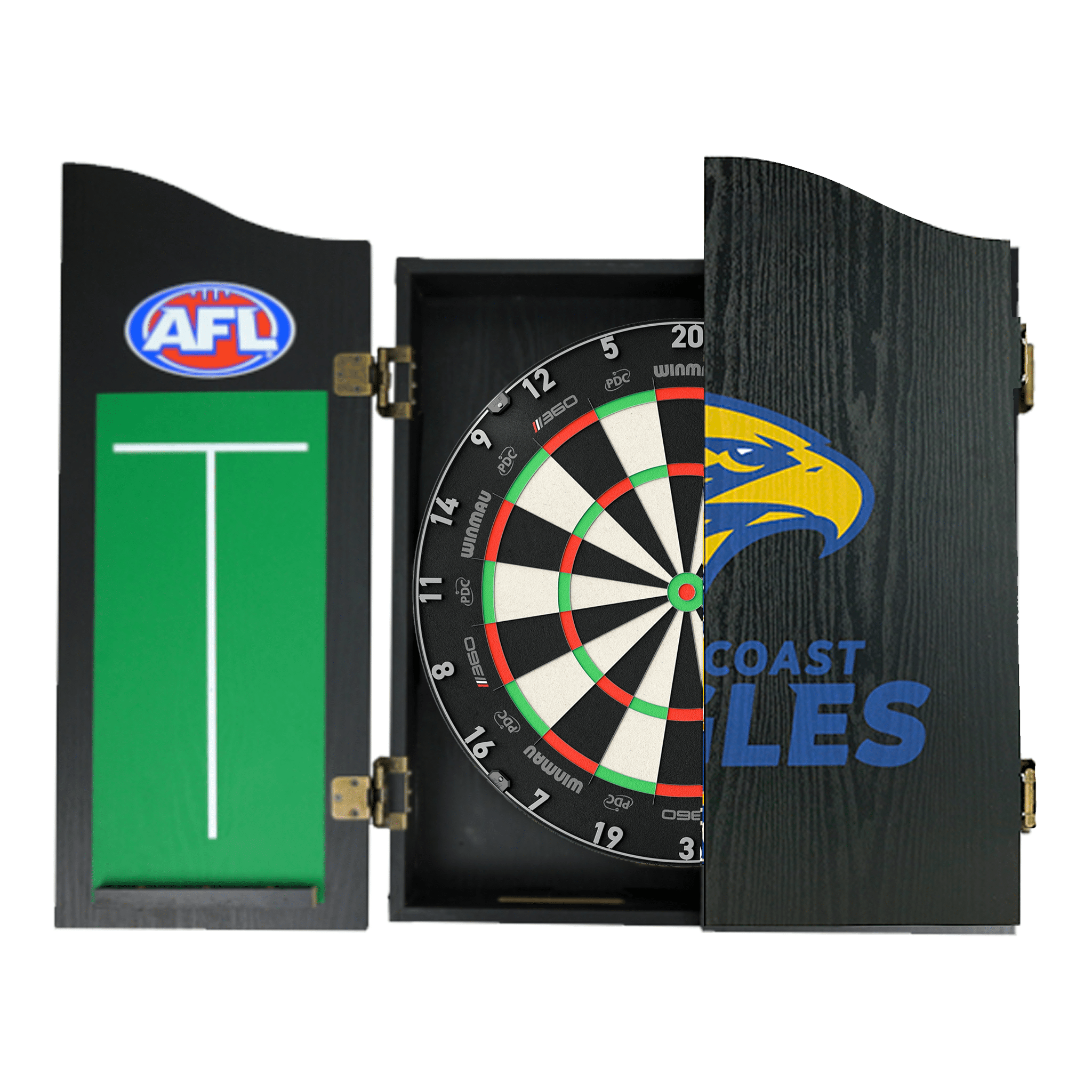 AFL Blade 360 Dartboard, Official AFL Cabinet & Darts - Complete Darts Set Blade 360 / West Coast Eagles Boards
