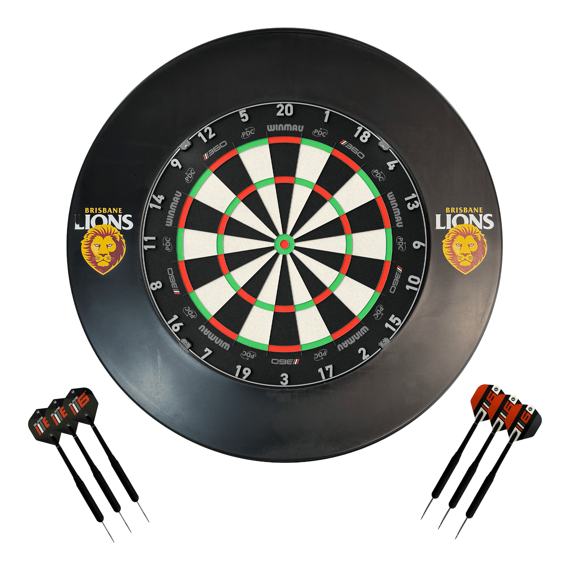AFL Blade 360 Dartboard, Official AFL Surround & Darts - Complete Darts Set Blade 360 / Brisbane Lions Boards