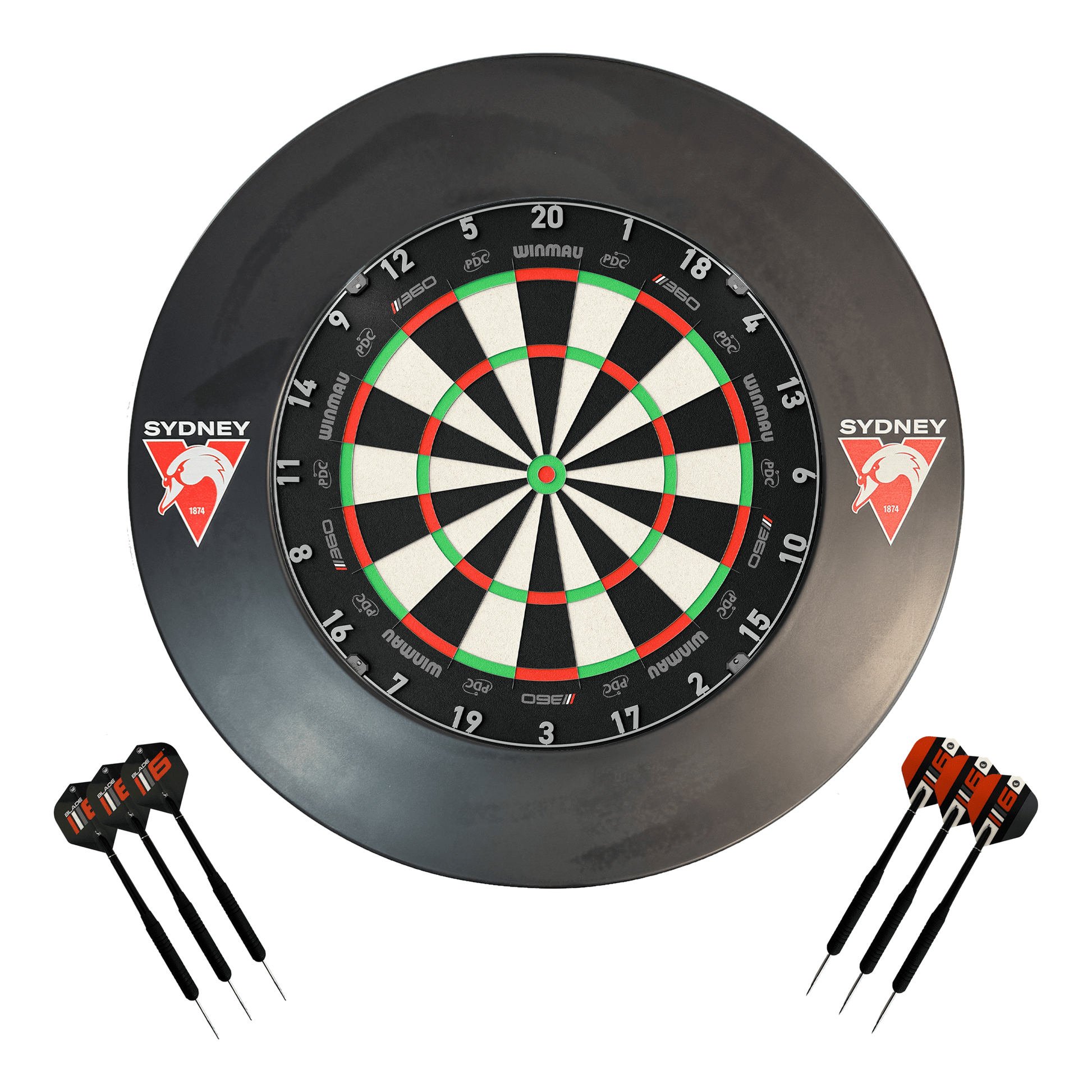 AFL Blade 360 Dartboard, Official AFL Surround & Darts - Complete Darts Set Blade 360 / Sydney Swans Boards