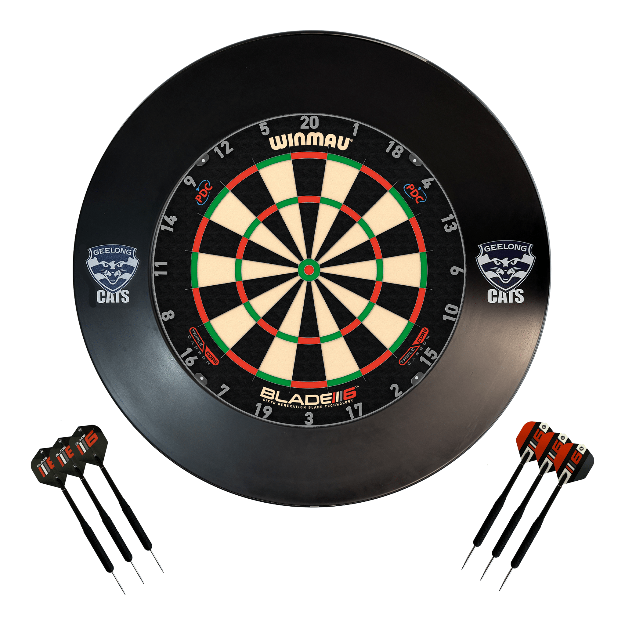 AFL Blade 6 Dartboard, Official AFL Surround & Darts - Complete Darts Set Blade 6 Triple Core / Geelong Cats Boards