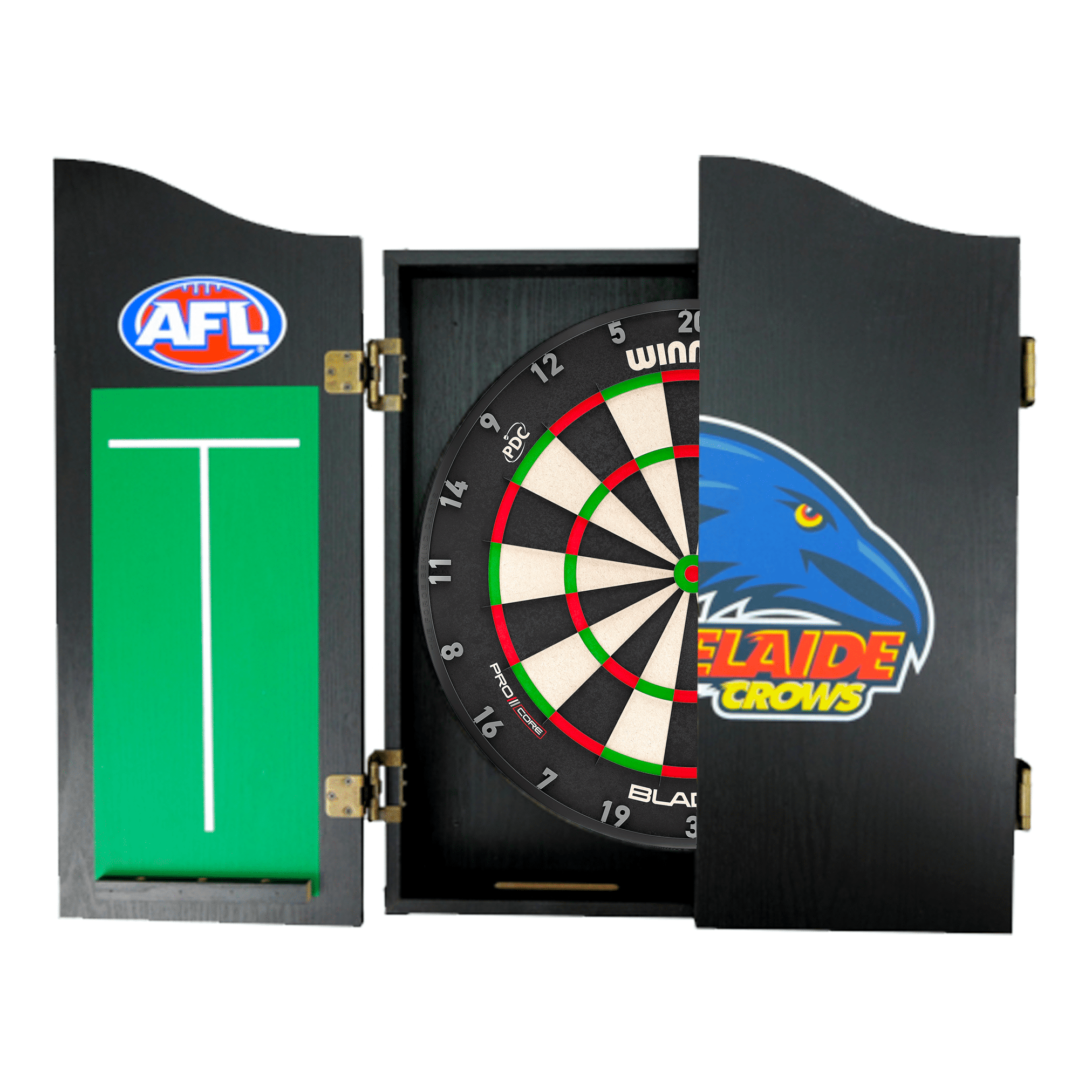 AFL Blade X Dartboard, Official AFL Cabinet & Darts - Complete Darts Set Blade X / Adelaide Crows Boards