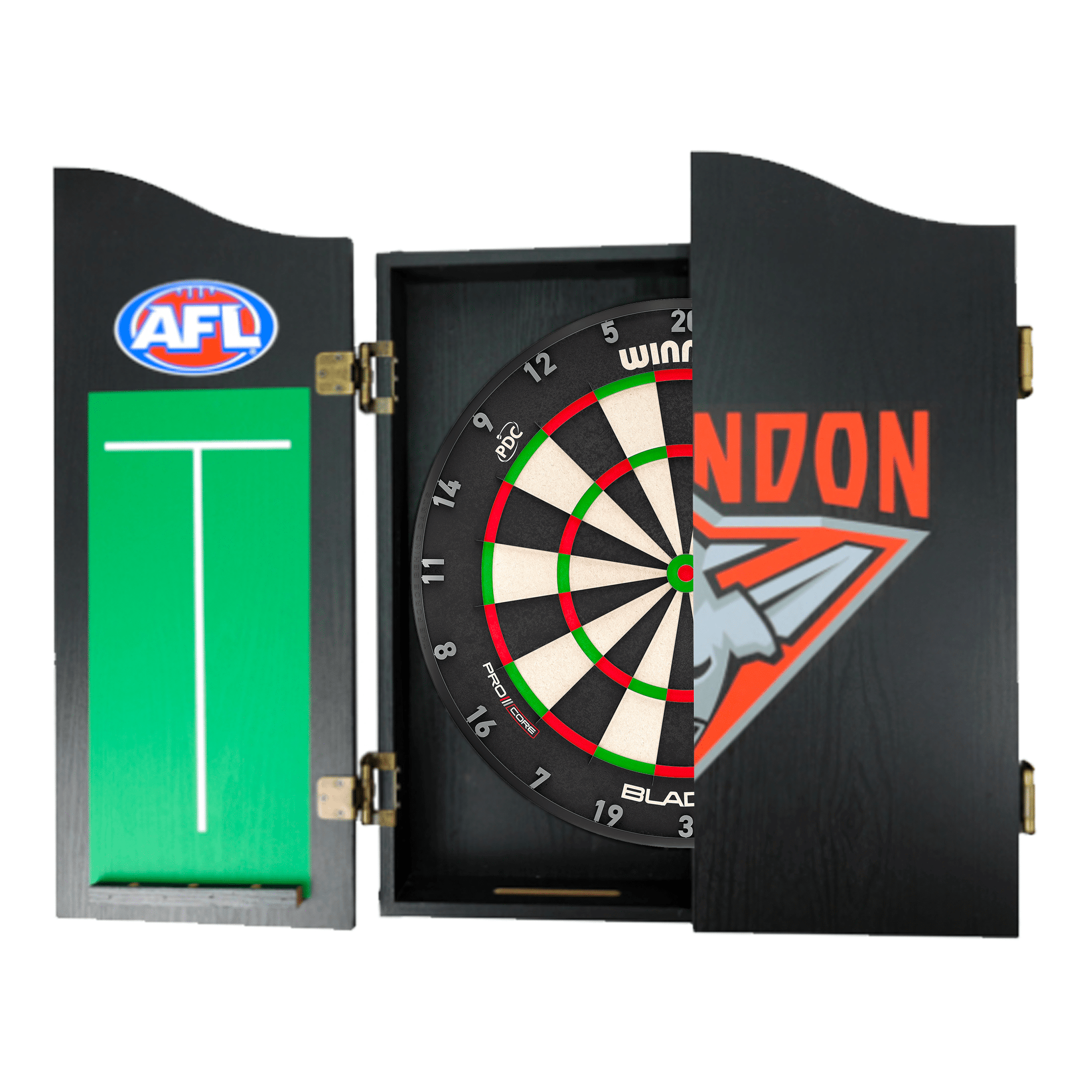 AFL Blade X Dartboard, Official AFL Cabinet & Darts - Complete Darts Set Blade X / Essendon Bombers Boards
