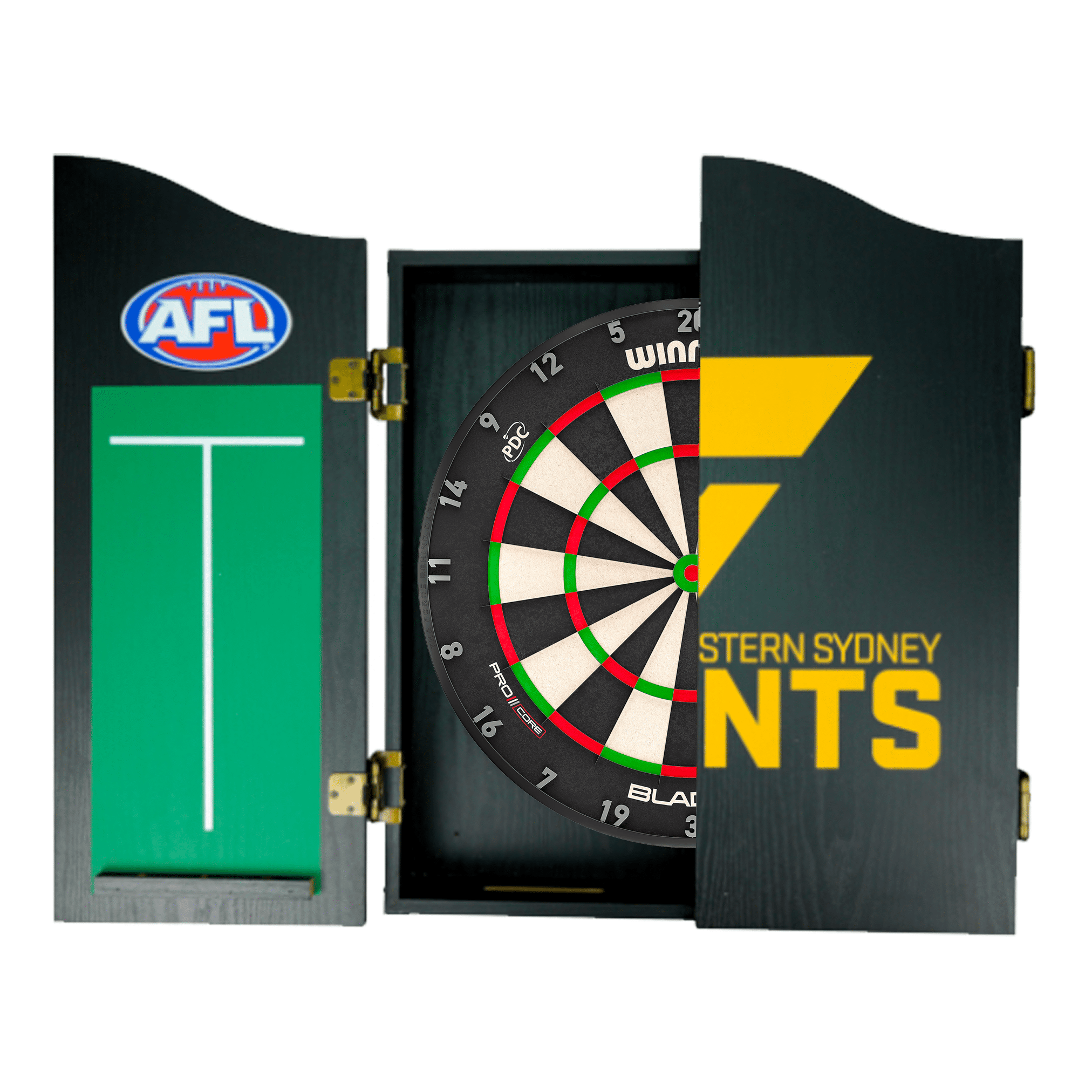 AFL Blade X Dartboard, Official AFL Cabinet & Darts - Complete Darts Set Blade X / GWS Giants Boards