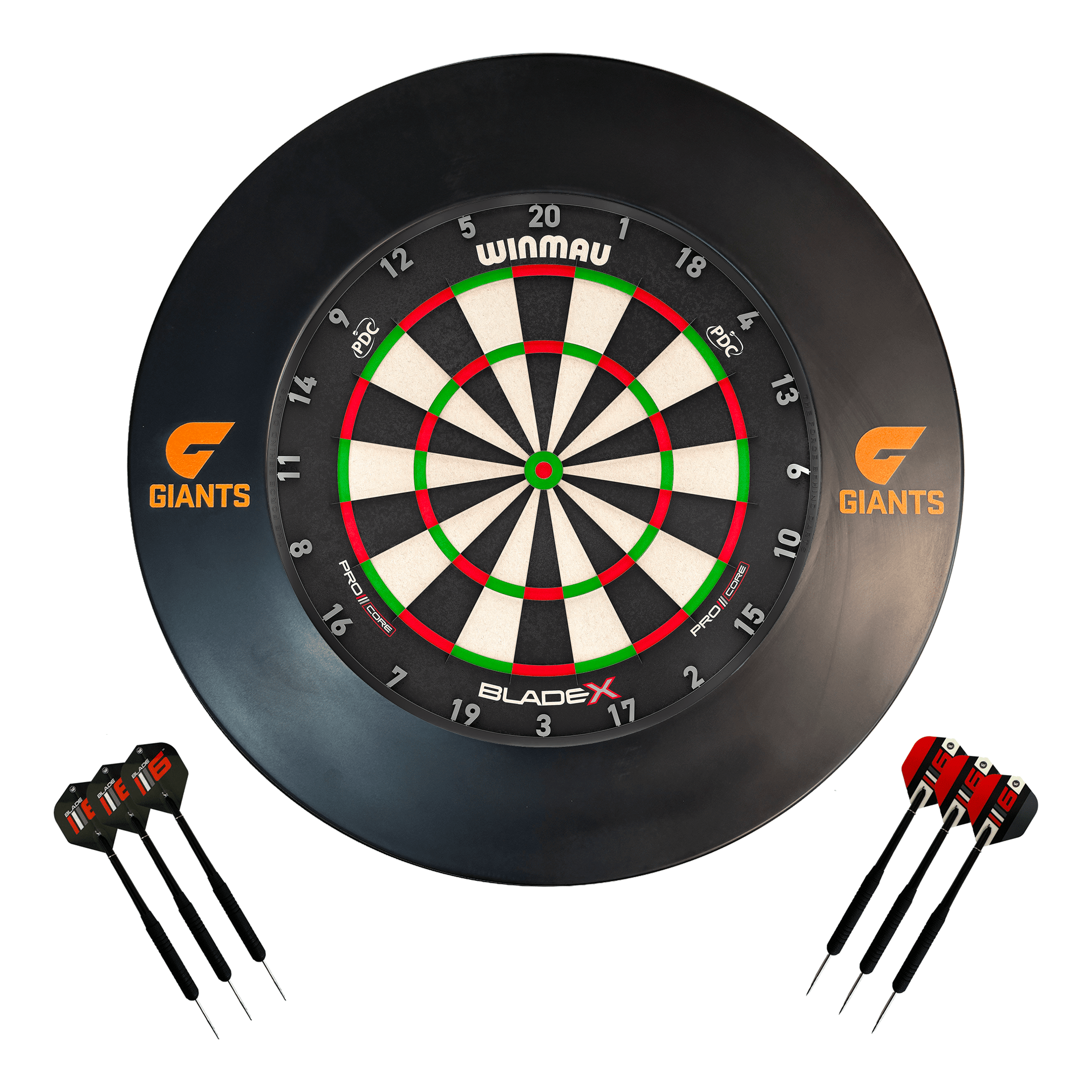 AFL Blade X Dartboard, Official AFL Surround & Darts - Complete Darts Set Blade X / GWS Giants Boards