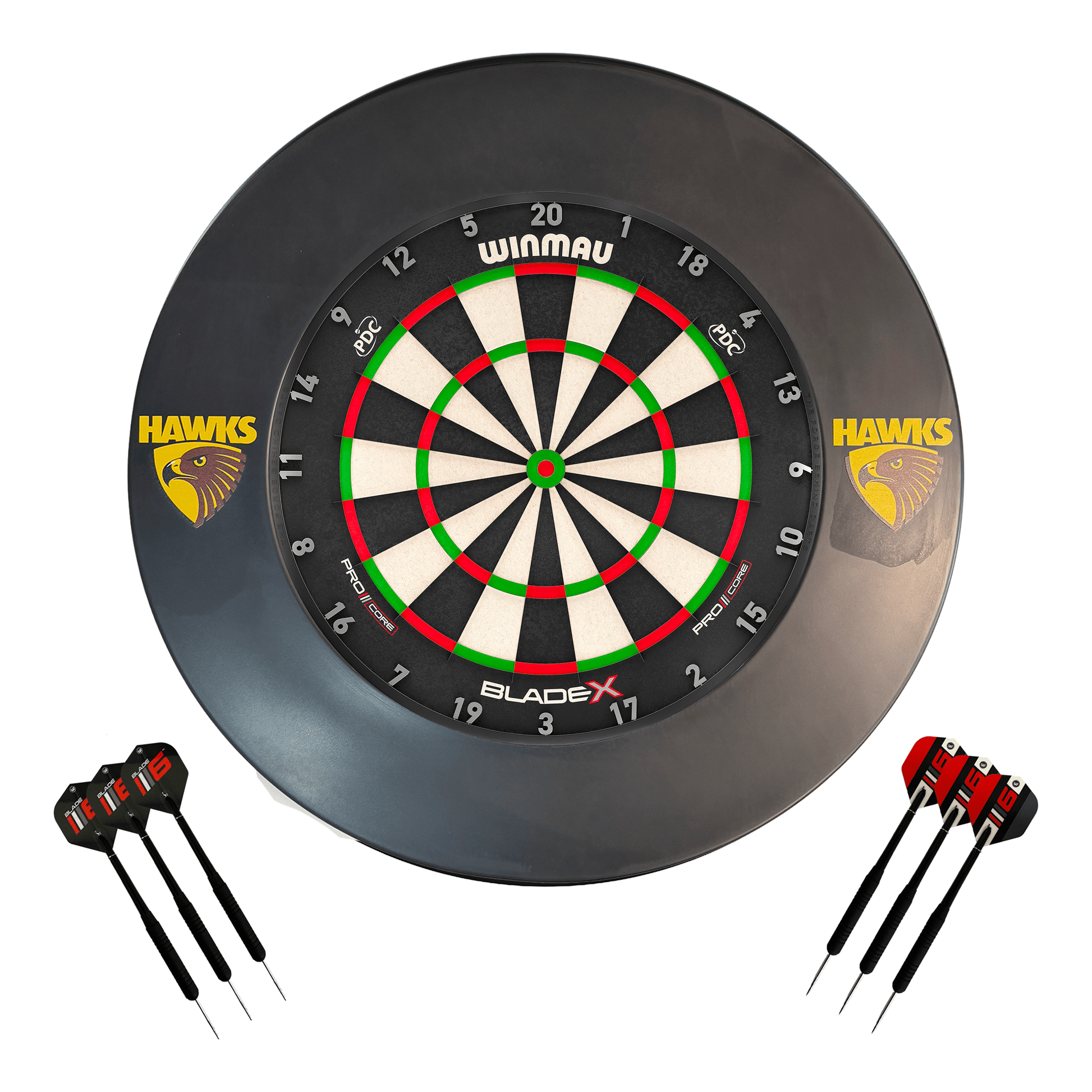 AFL Blade X Dartboard, Official AFL Surround & Darts - Complete Darts Set Blade X / Hawthorn Hawks Boards