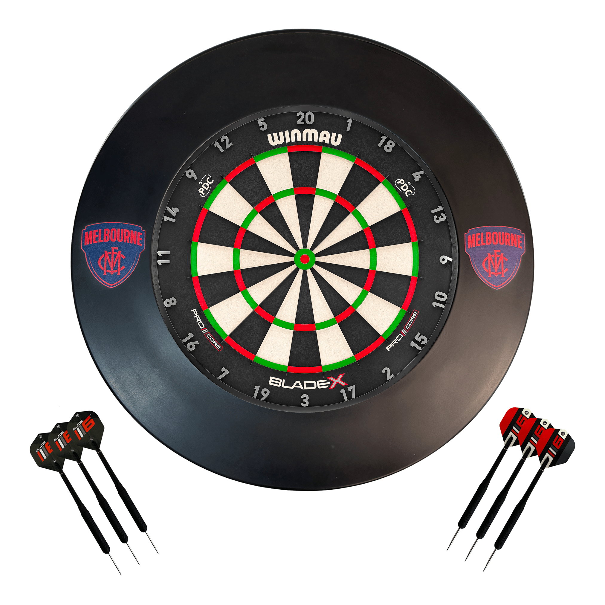 AFL Blade X Dartboard, Official AFL Surround & Darts - Complete Darts Set Blade X / Melbourne Demons Boards