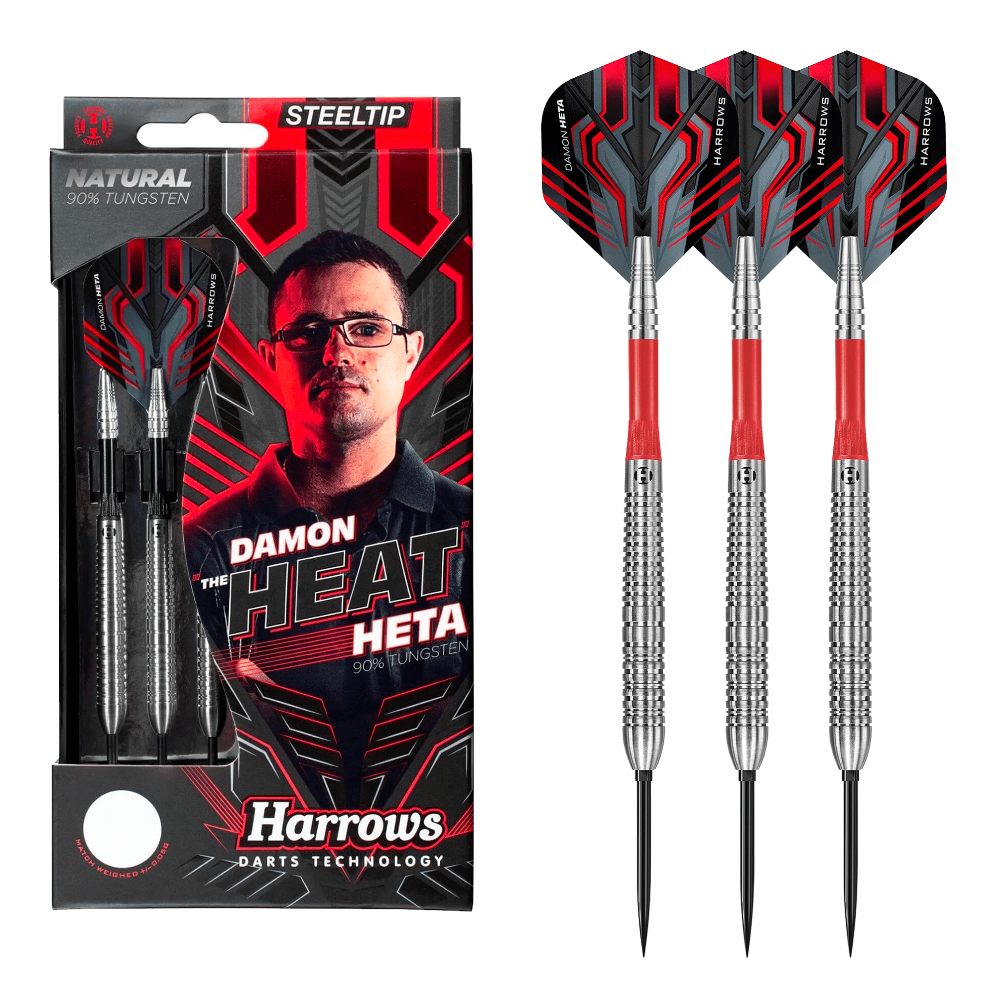 Harrows Damon Heta Natural Quick Point - 90% Tungsten Steel Tip Darts Darts
