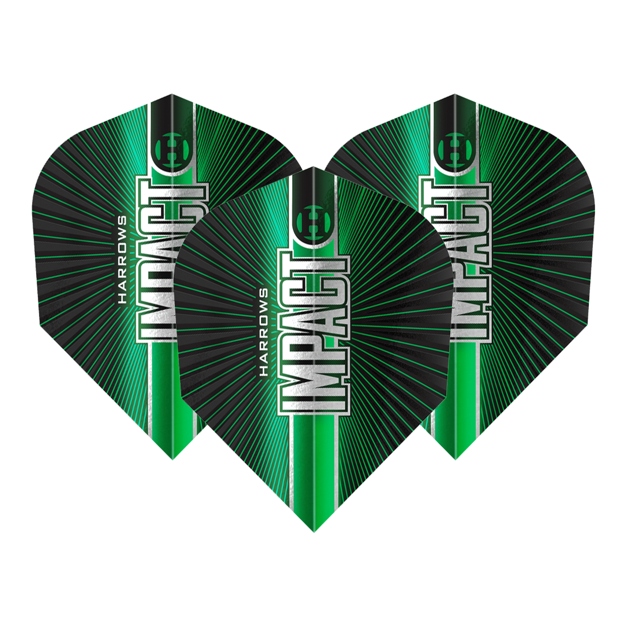 Harrows Impact - Dart Flights No. 6 / Green & Black Flights & Shafts