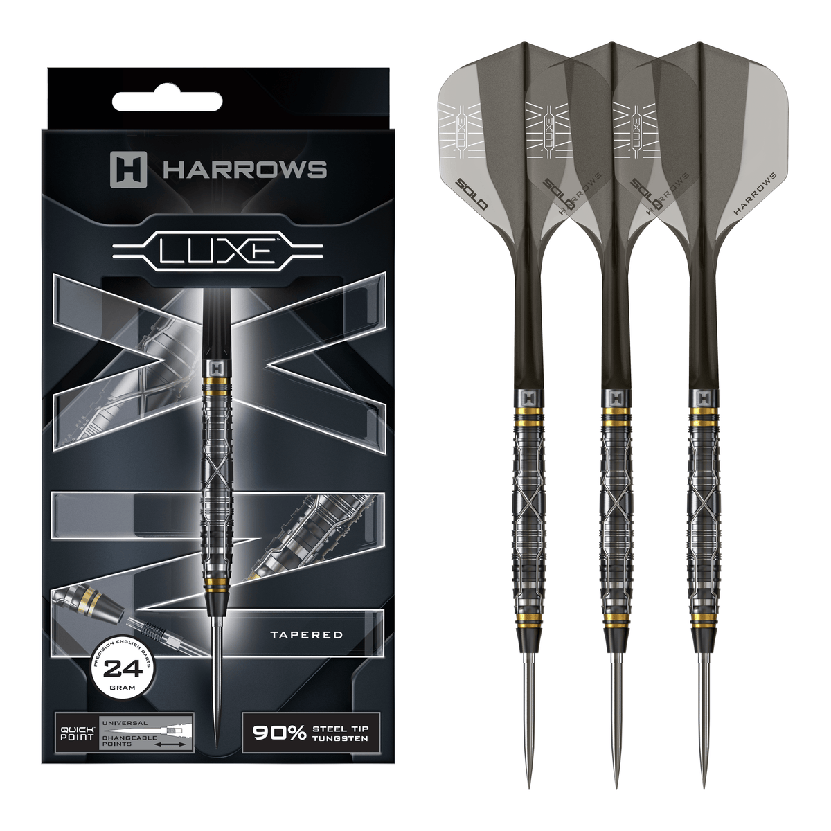 Harrows NX Luxe Tapered Quick Point - 90% Tungsten Steel Tip Darts 22 Grams Darts