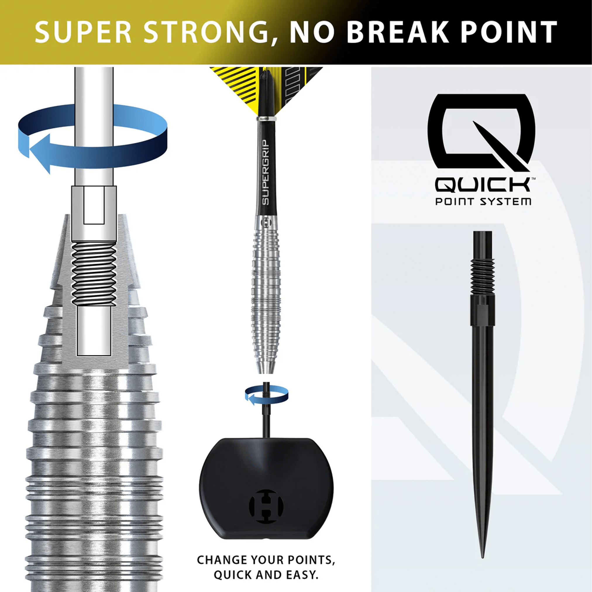 Harrows NX90 Bomb Quick Point - 90% Tungsten Steel Tip Darts Darts