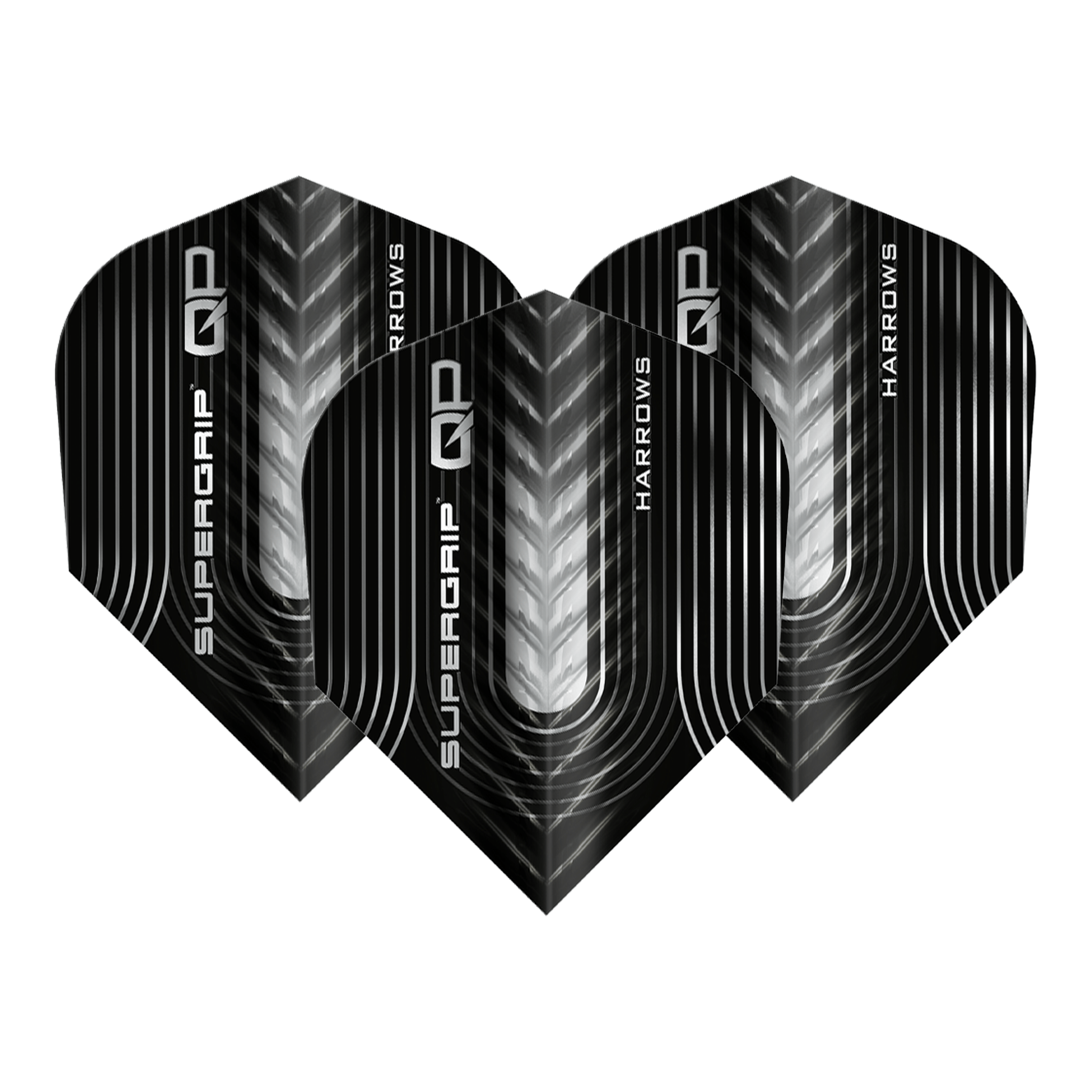 Harrows Supergrip QP - Dart Flights No. 6 / Black Flights & Shafts