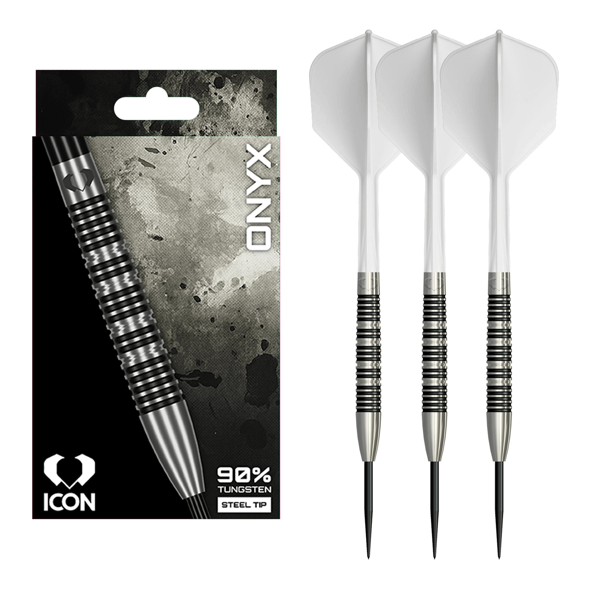 Icon Onyx All In One - 90% Tungsten Steel Tip Darts 22 Grams / Short (19mm) / White Darts