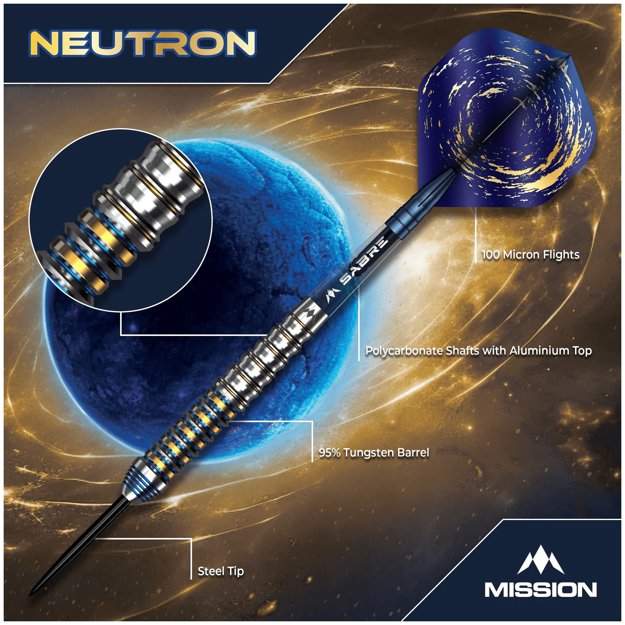 Mission Neutron - 95% Tungsten Steel Tip Darts Darts