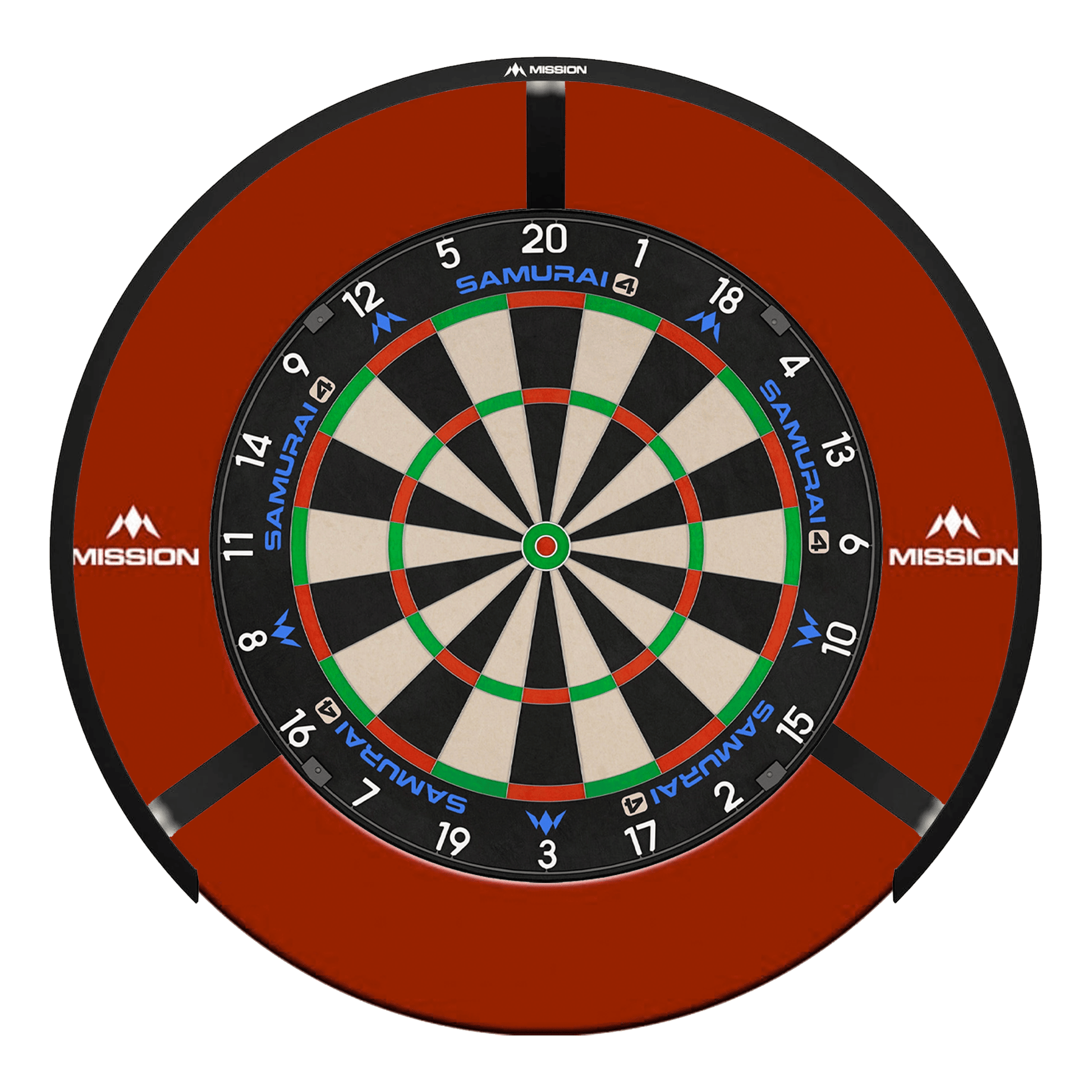 Mission Samurai 4 Dartboard, Surround & Torus Light Bundle Dartboard Bundles