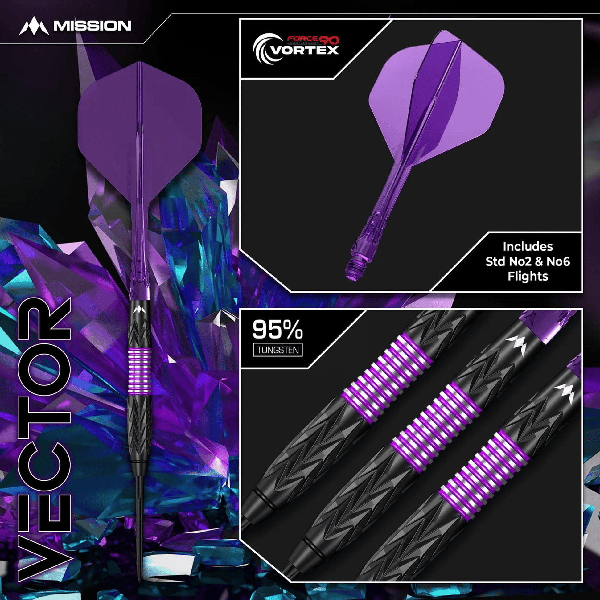 Mission Vector - 95% Tungsten Steel Tip Darts Darts