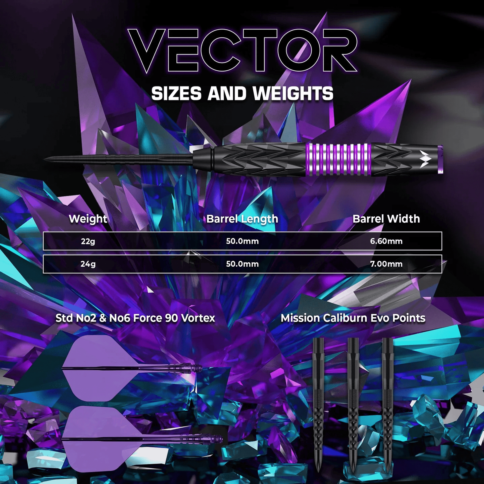 Mission Vector - 95% Tungsten Steel Tip Darts Darts