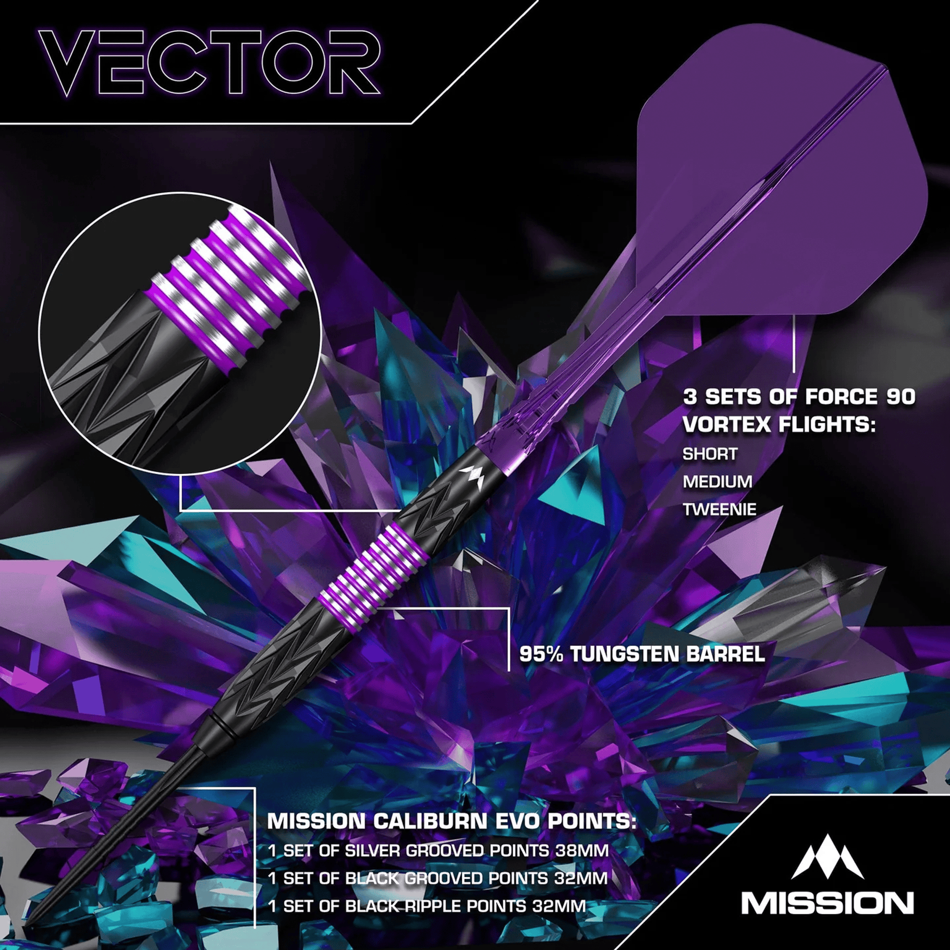 Mission Vector - 95% Tungsten Steel Tip Darts Darts