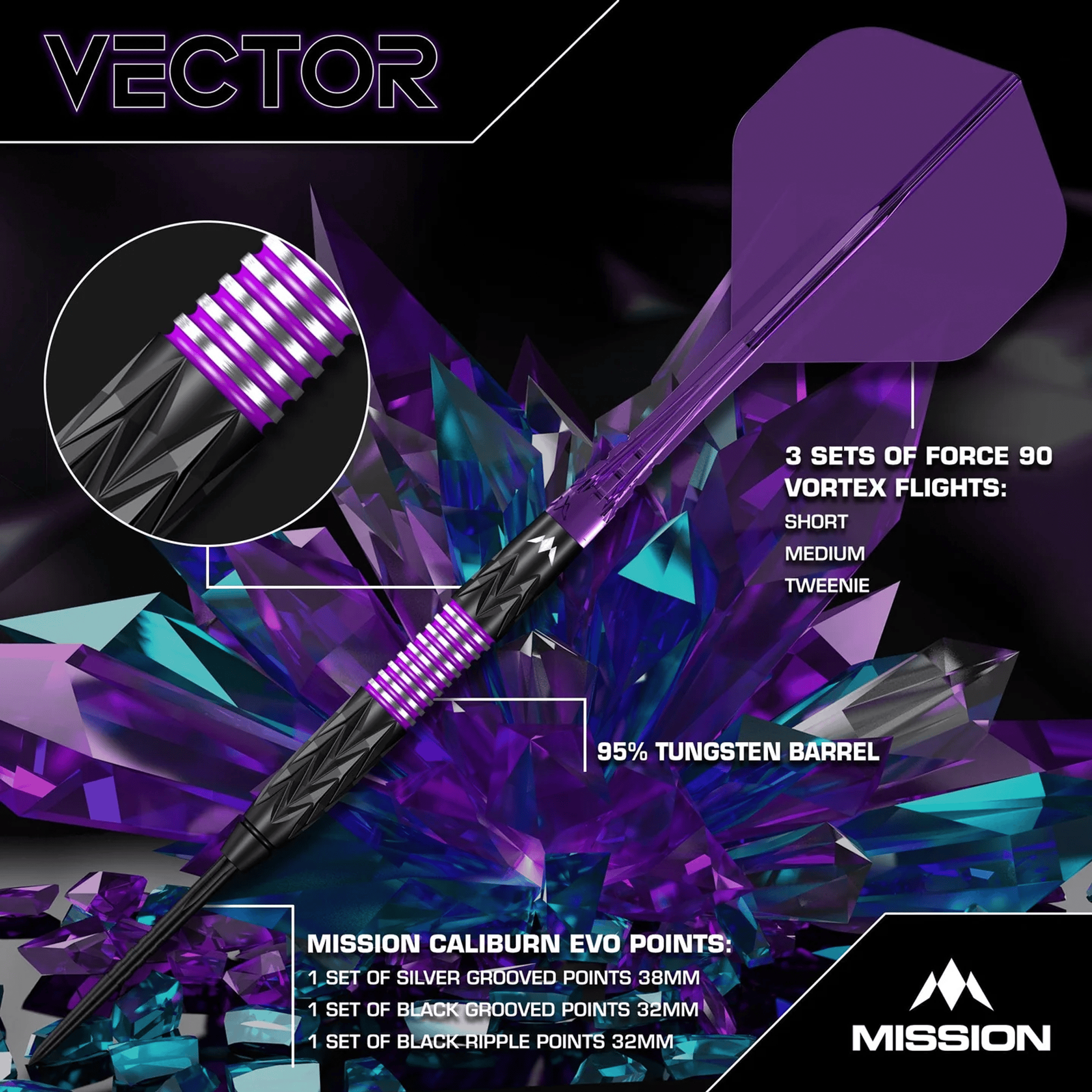 Mission Vector - 95% Tungsten Steel Tip Darts Darts