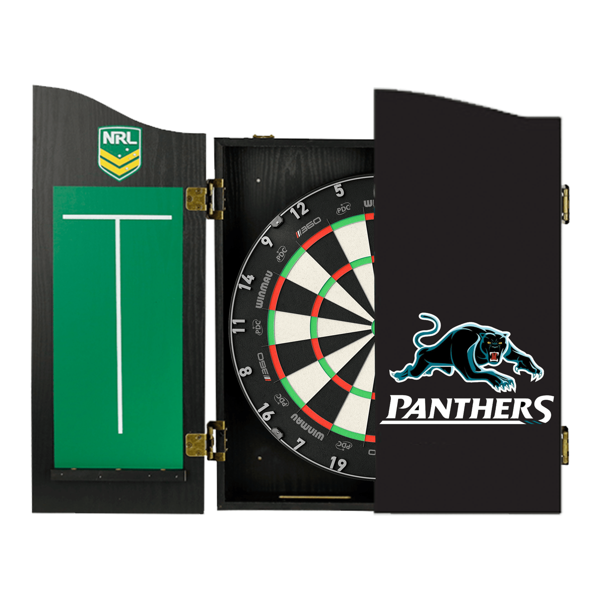 NRL Blade 360 Dartboard, Official NRL Cabinet & Darts - Complete Darts Set Blade 360 / Penrith Panthers Boards