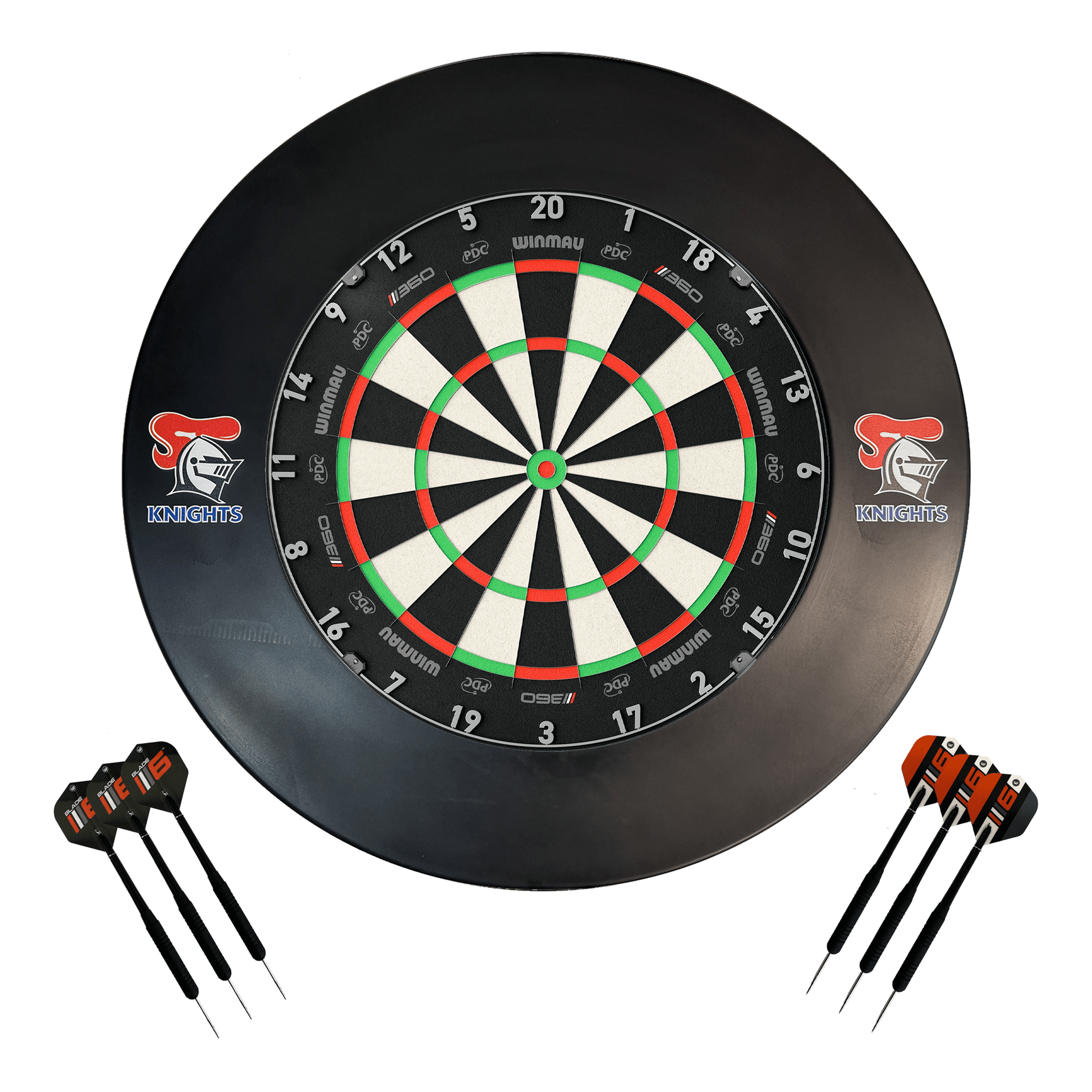 NRL Blade 360 Dartboard, Official NRL Surround & Darts - Complete Darts Set Blade 360 / Newcastle Knights Boards