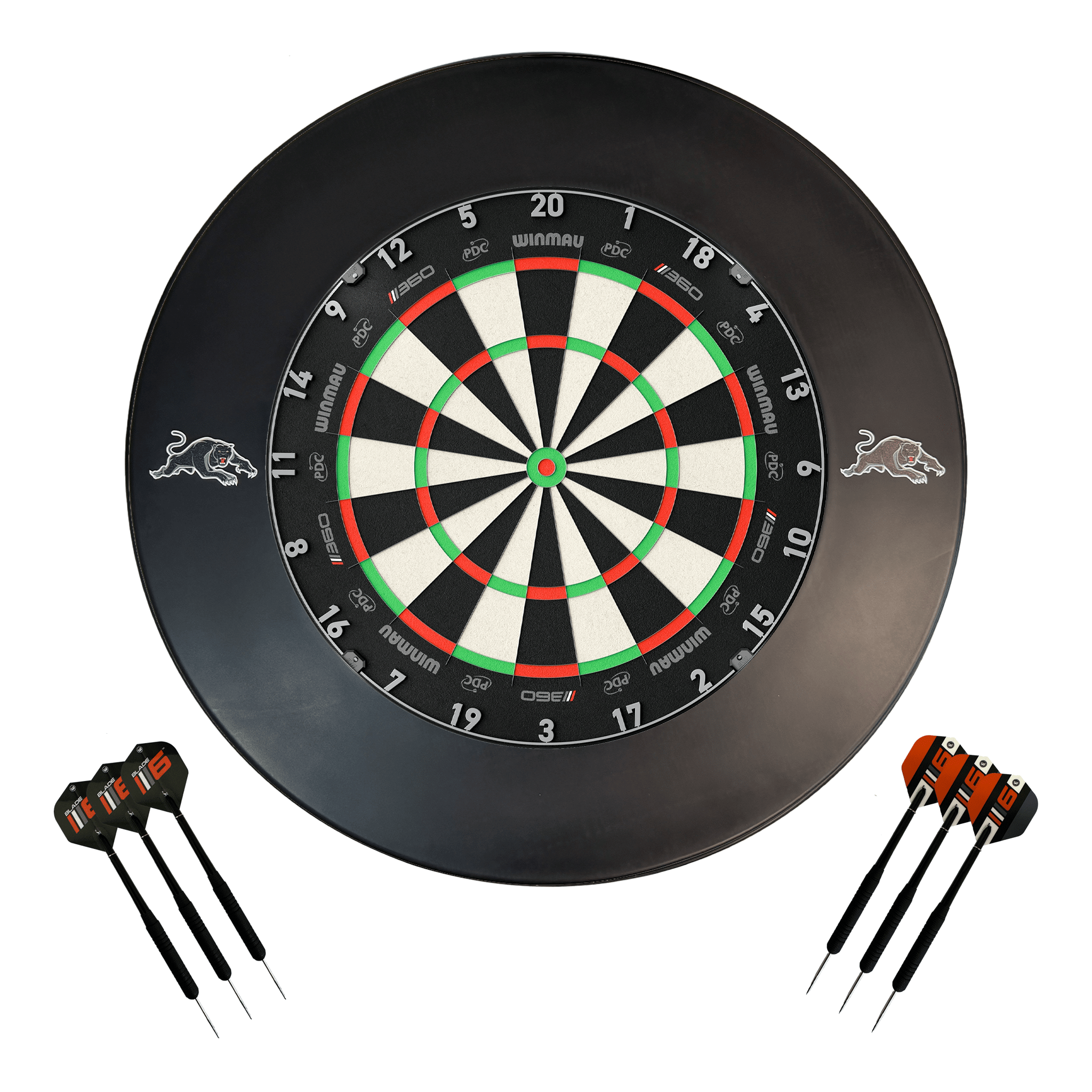 NRL Blade 360 Dartboard, Official NRL Surround & Darts - Complete Darts Set Blade 360 / Penrith Panthers Boards