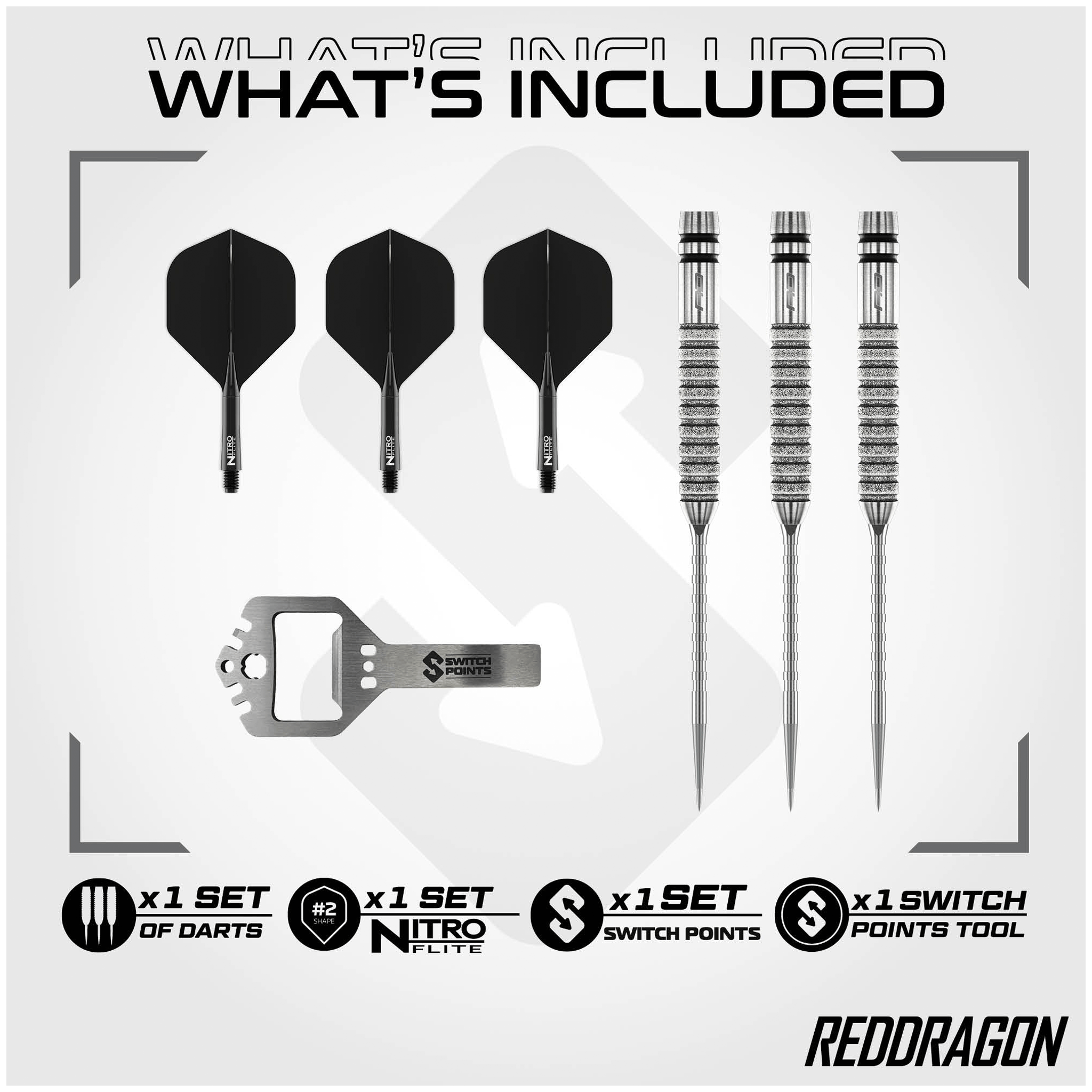 Red Dragon Gian Van Veen Tour Edition Switch Point - 90% Tungsten Steel Tip Darts 21 Grams Darts