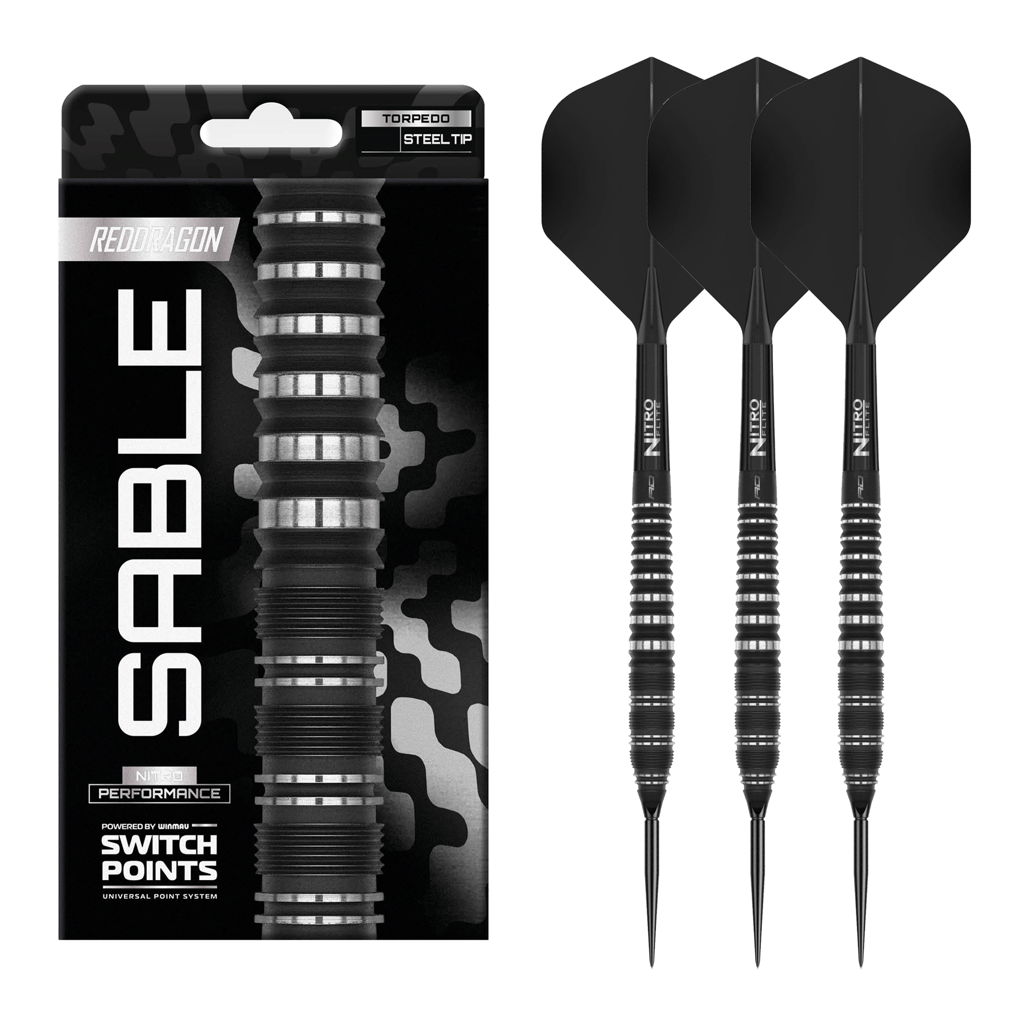 Red Dragon Sable Torpedo Switch Point - 90% Steel Tip Darts 23 Grams Darts