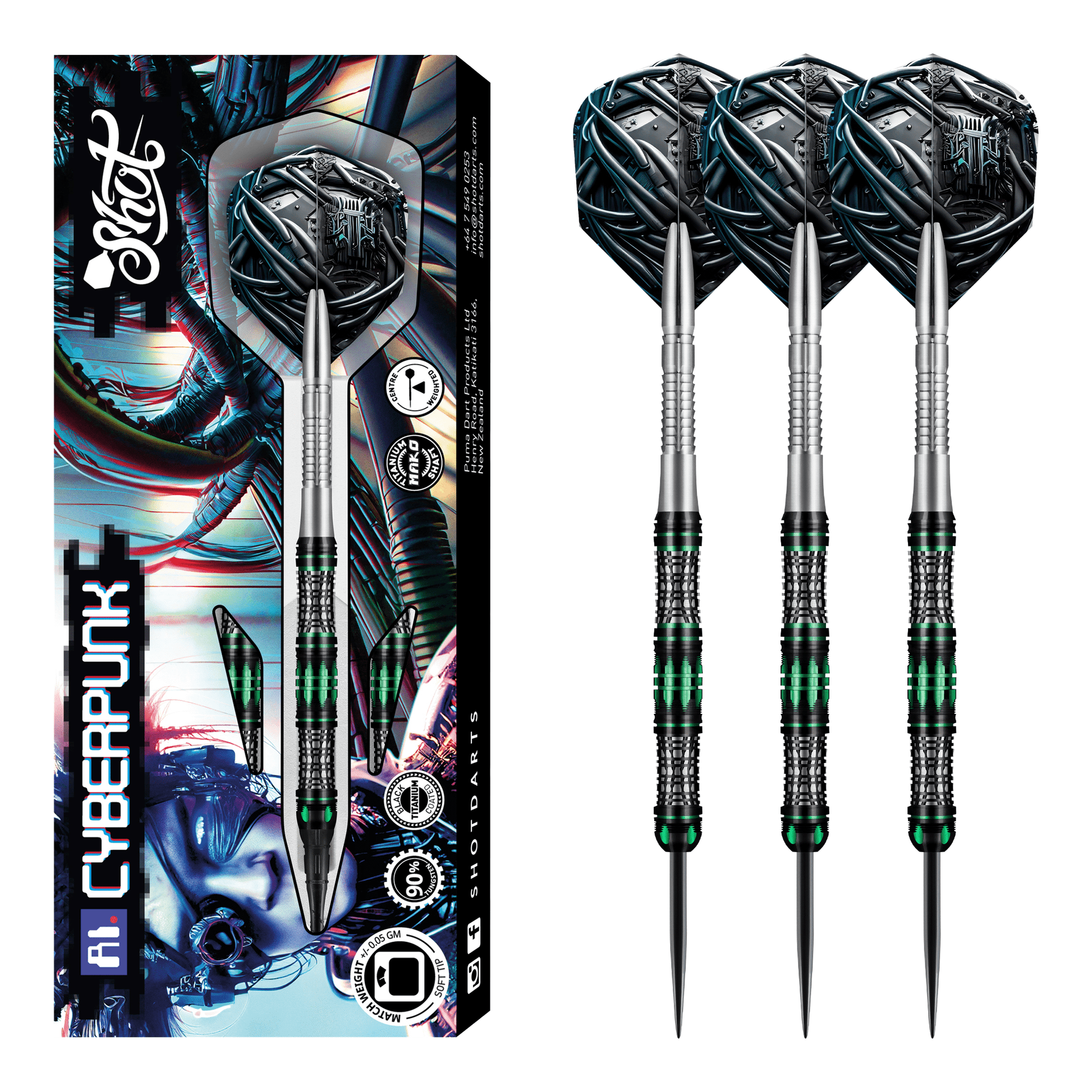 Shot AI Cyberpunk - 90% Tungsten Steel Tip Darts Darts