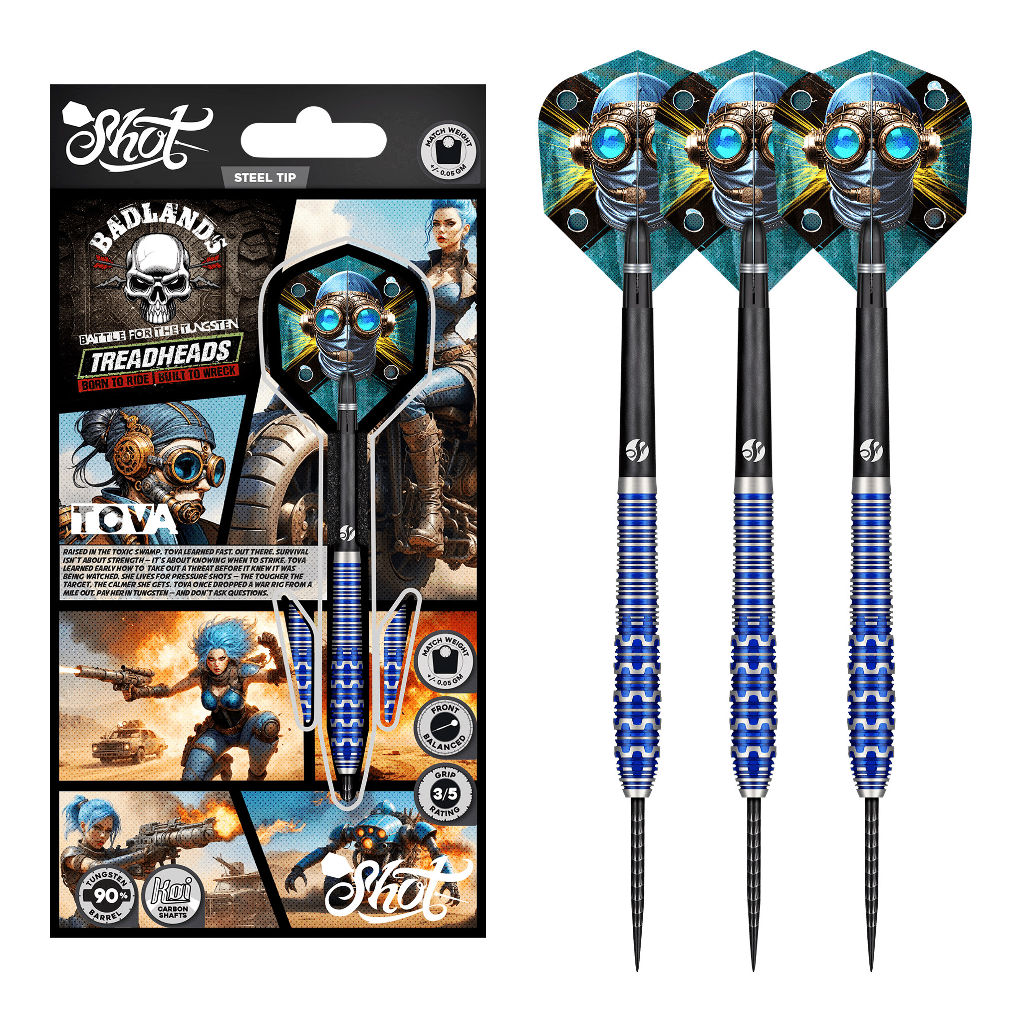 Shot Badlands Tova - 90% Tungsten Steel Tip Darts 23 Grams Darts