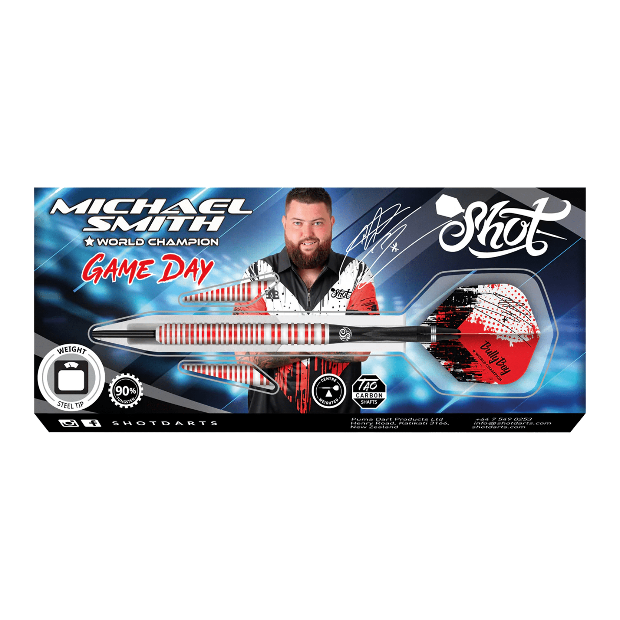 Shot Michael Smith Game Day - 90% Tungsten Steel Tip Darts Darts