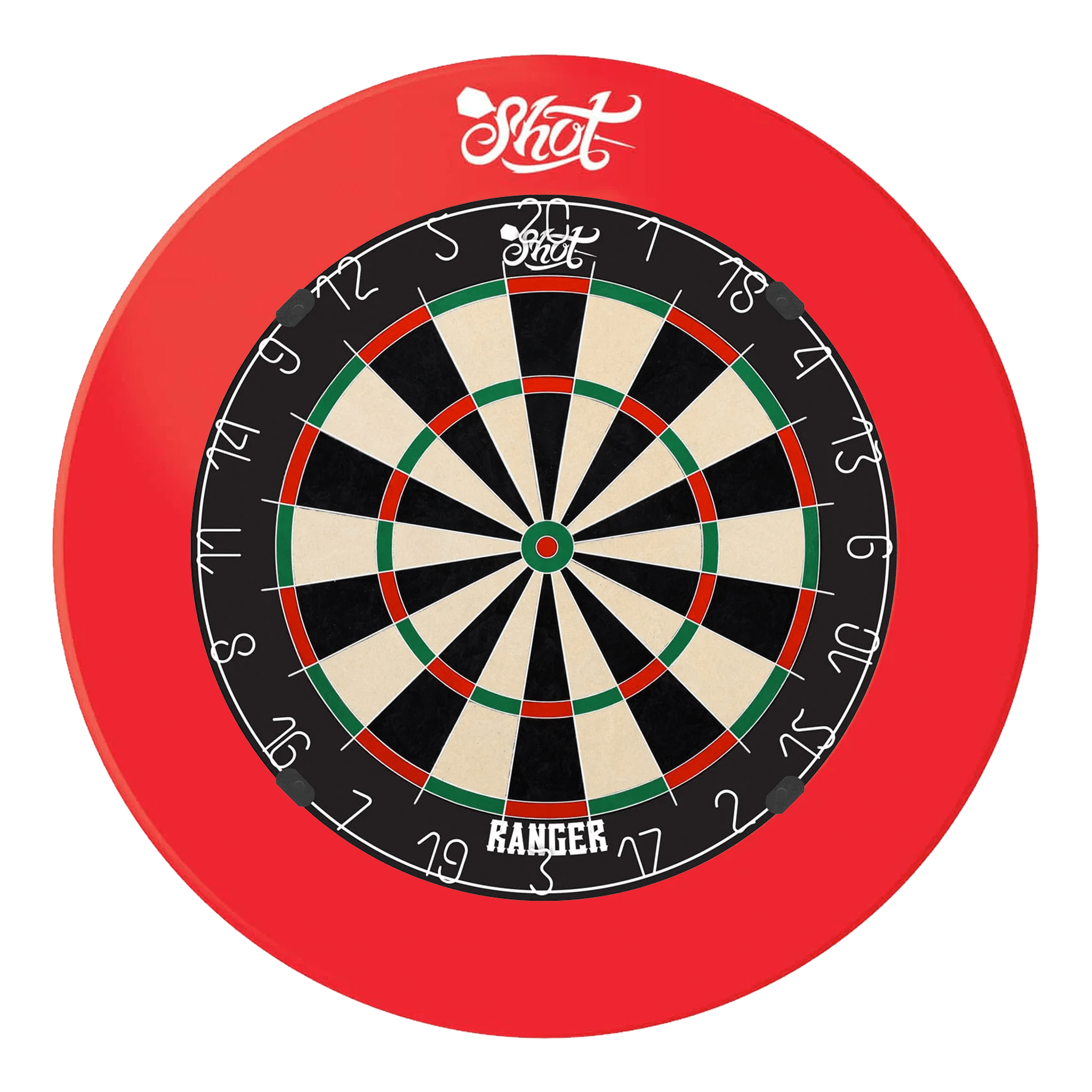 Shot Ranger Dartboard & One Piece Surround Bundle Bandit / Red Boards