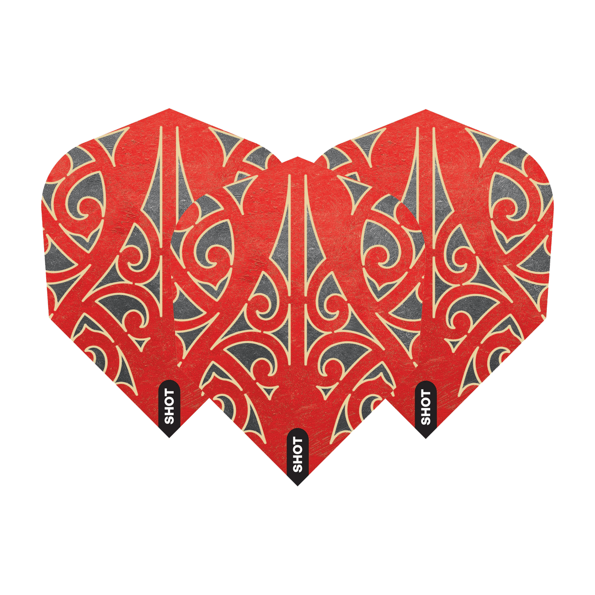Shot Warrior Taiaha - Dart Flights Small Standard / Red Flights & Shafts