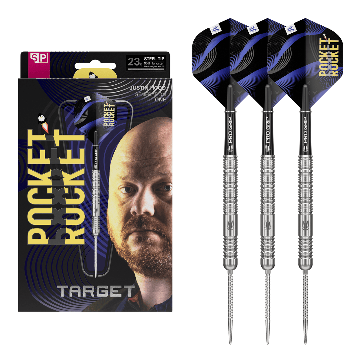 Target Justin Hood Gen 1 Swiss Point - 90% Tungsten Steel Tip Darts 23 Grams Darts