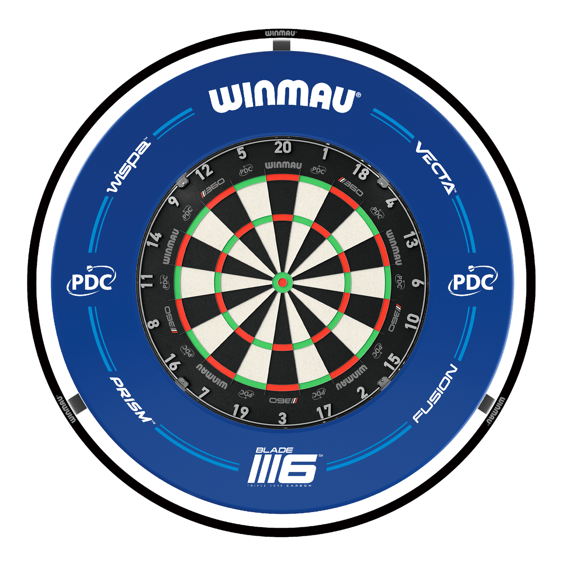Winmau Blade 360 Dartboard, Surround & Black Plasma Light Bundle Blade 360 / PDC Blue / Winmau Plasma Black Boards