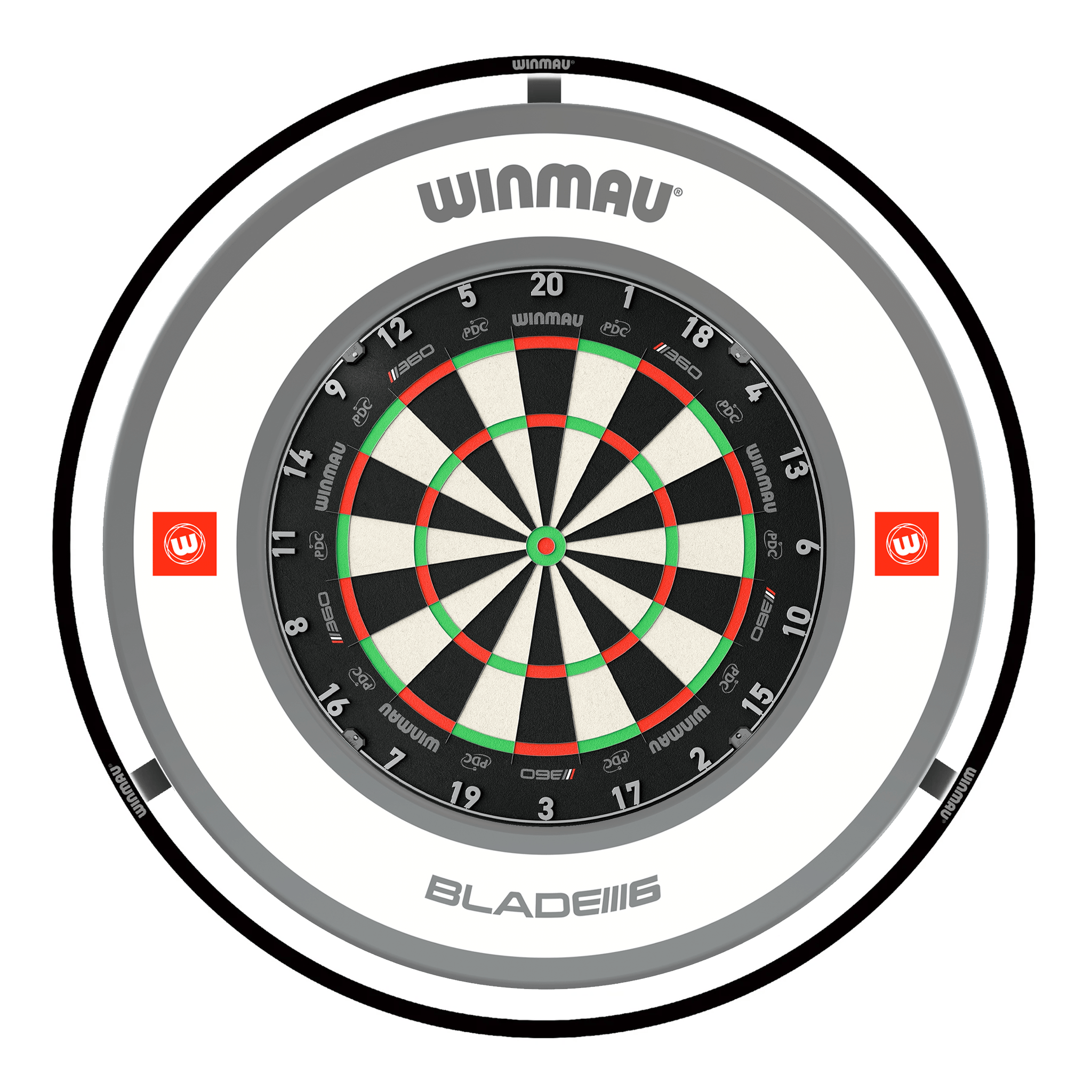 Winmau Blade 360 Dartboard, Surround & Black Plasma Light Bundle Blade 360 / Pro 1.0 White / Winmau Plasma Black Boards