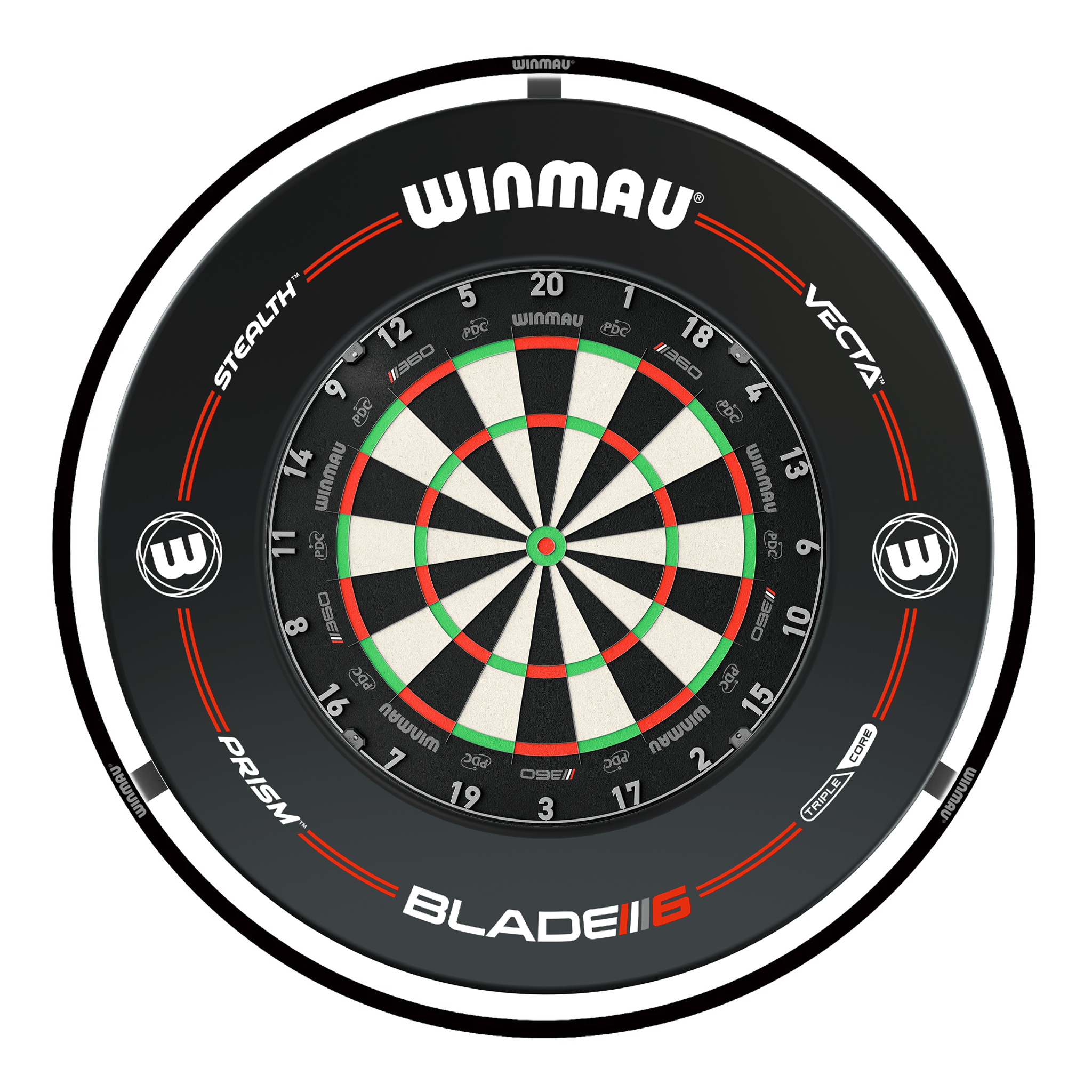 Winmau Blade 360 Dartboard, Surround & Black Plasma Light Bundle Blade 360 / Pro-Line Black / Winmau Plasma Black Boards