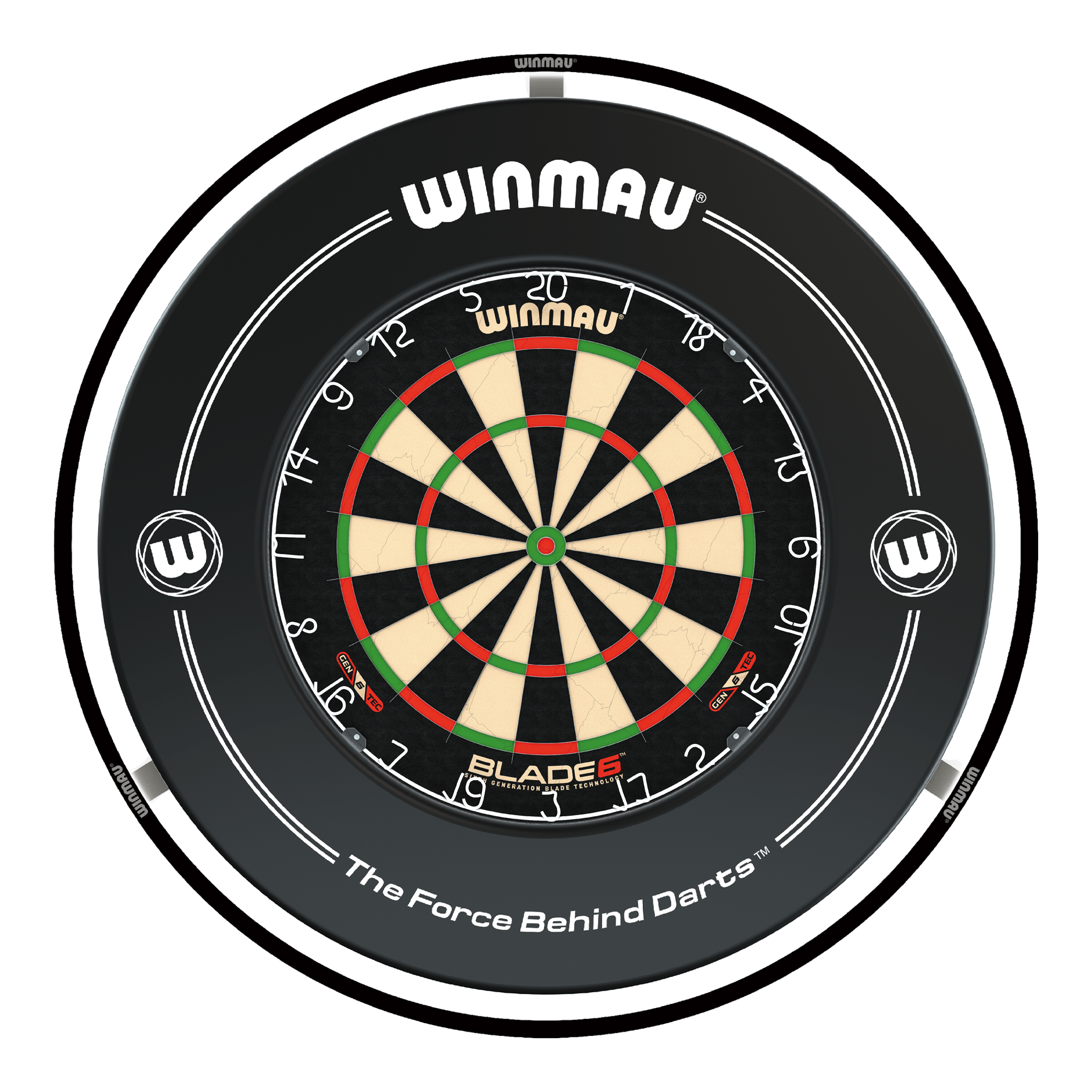 Winmau Blade 6 Dartboard, Surround & Black Plasma Light Bundle Blade 6 / Black / Winmau Plasma Black Boards