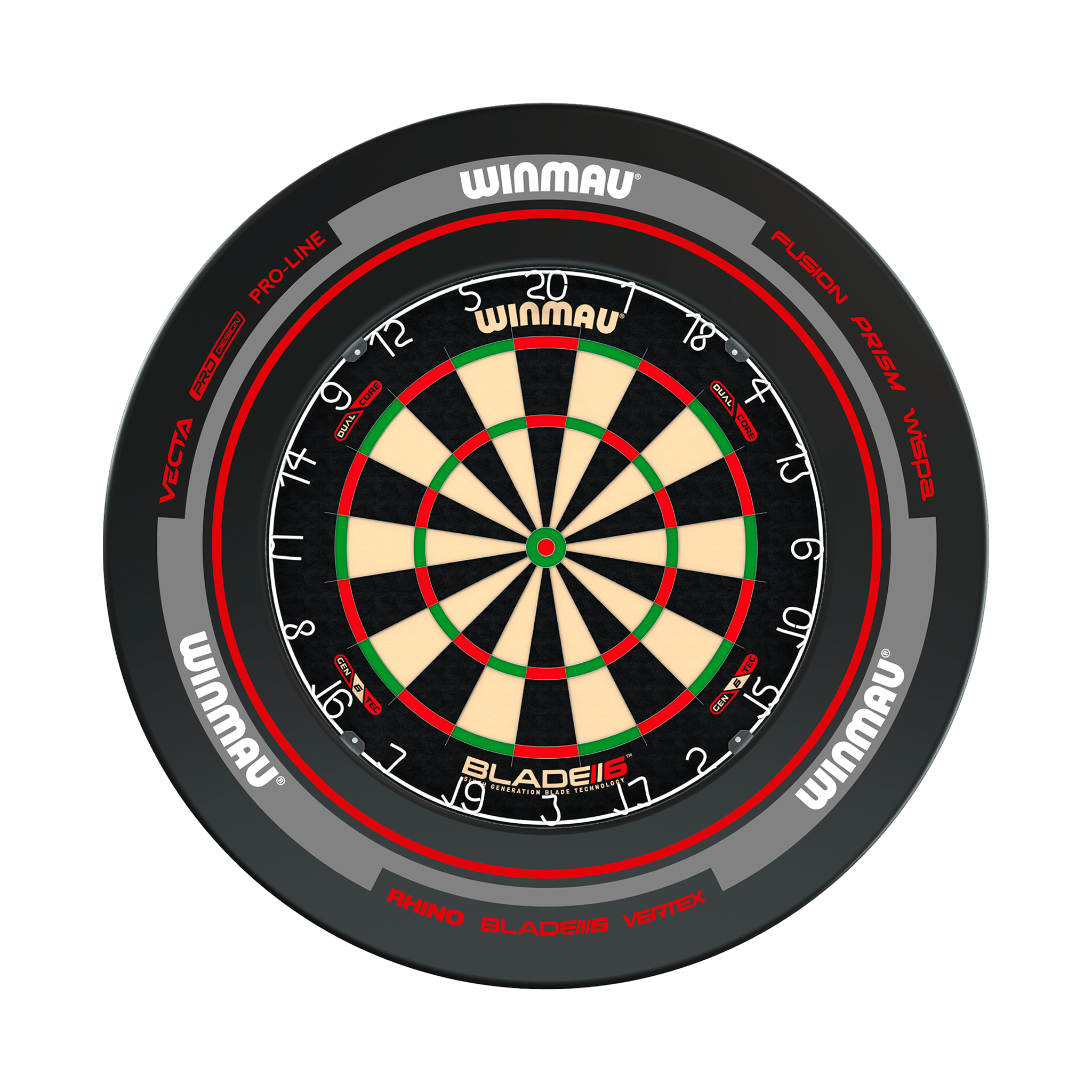 Winmau Blade 6 Dartboard & Surround Bundle Blade 6 Dual Core / Advance Black/Red Boards