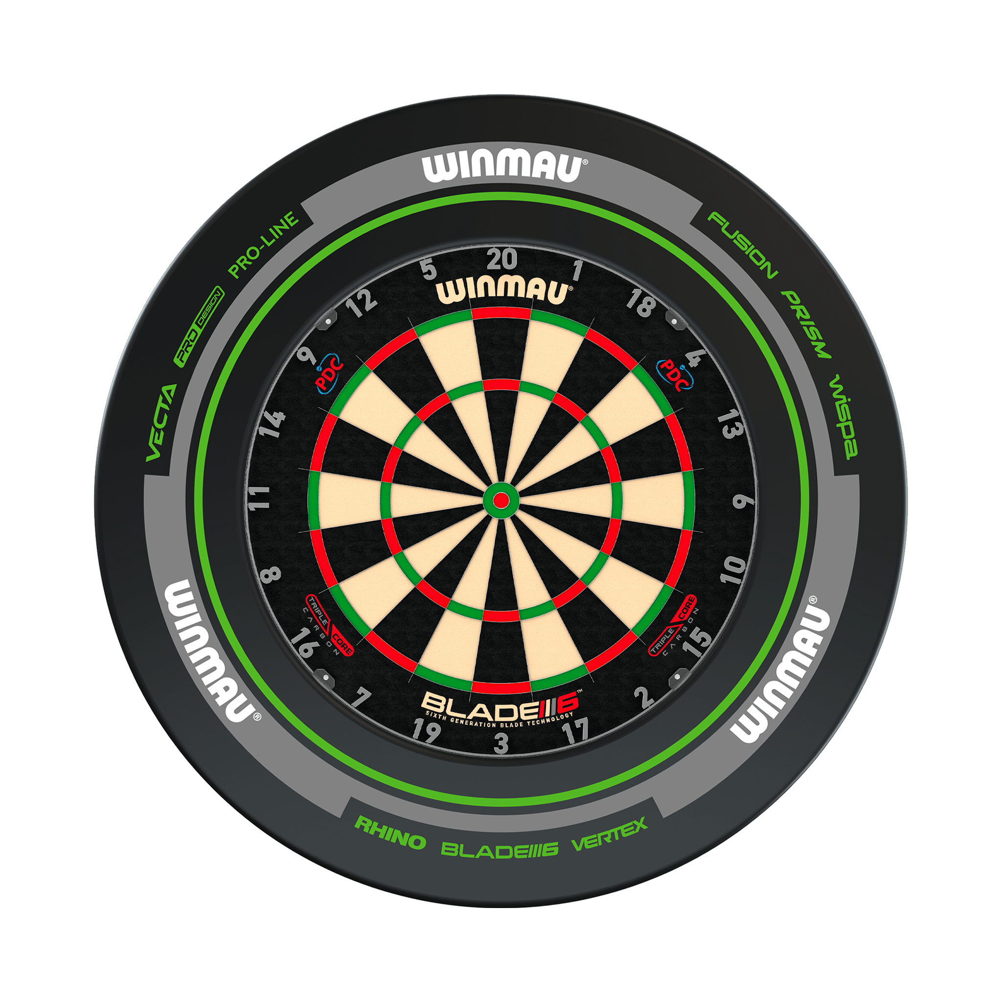 Winmau Blade 6 Dartboard & Surround Bundle Blade 6 Triple Core / Advance Black/Green Boards