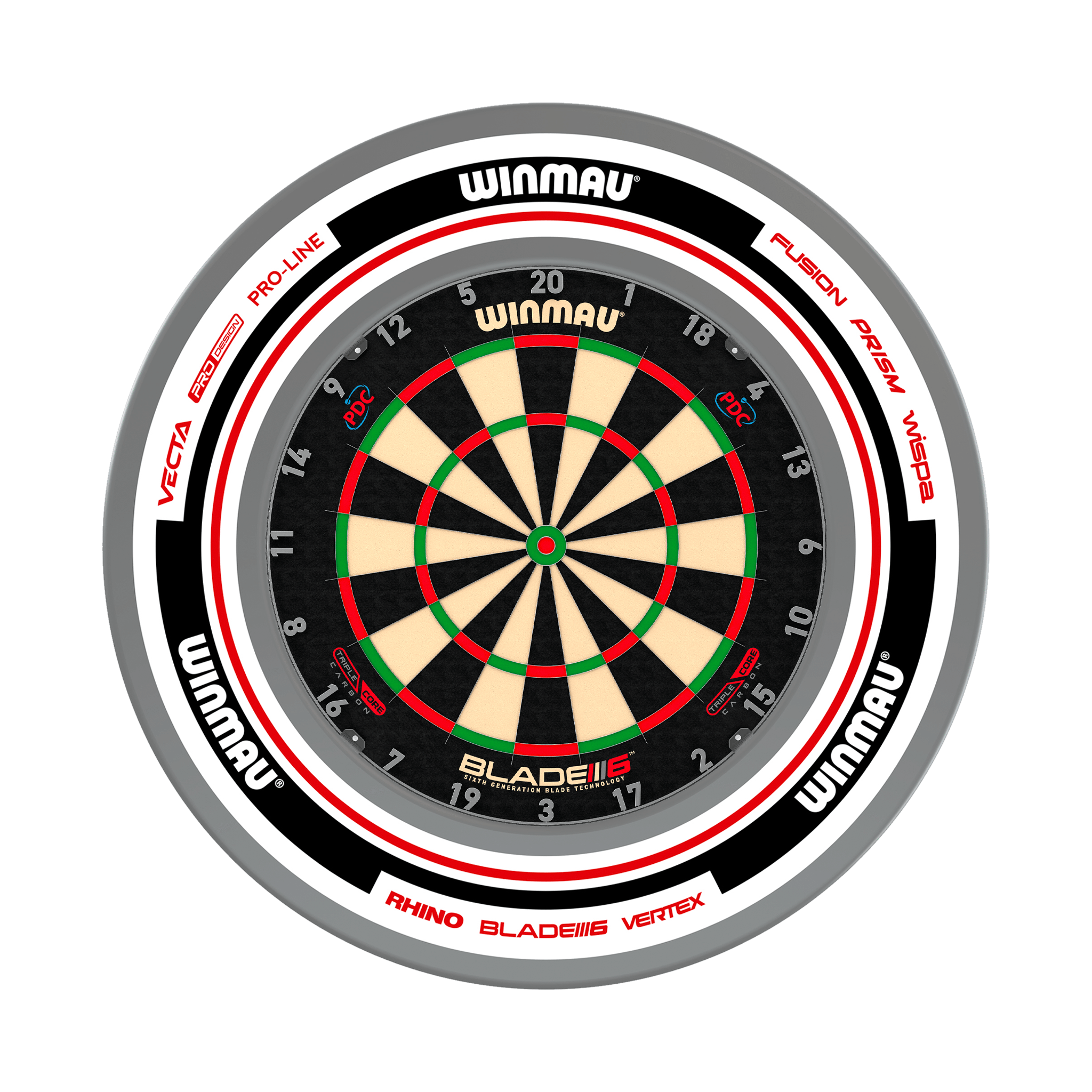 Winmau Blade 6 Dartboard & Surround Bundle Blade 6 Triple Core / Advance White/Red Boards