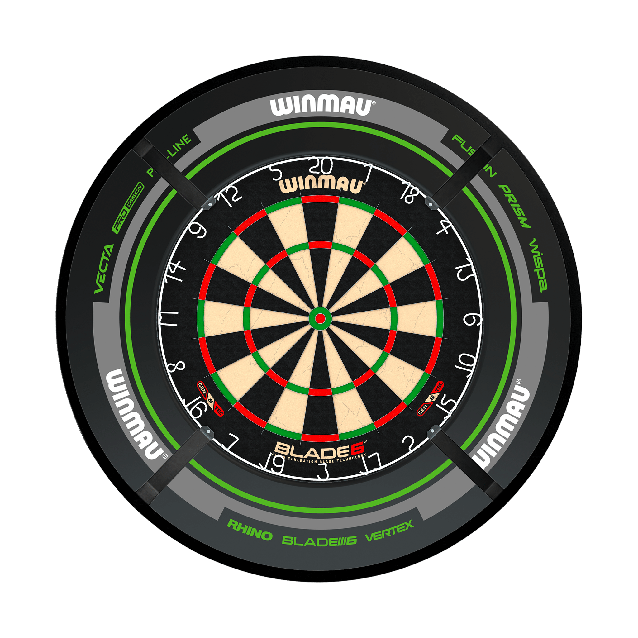 Winmau Blade 6 Dartboard, Surround & Corona Light Bundle Blade 6 / Advance Black/Green / Target Corona Vision Boards
