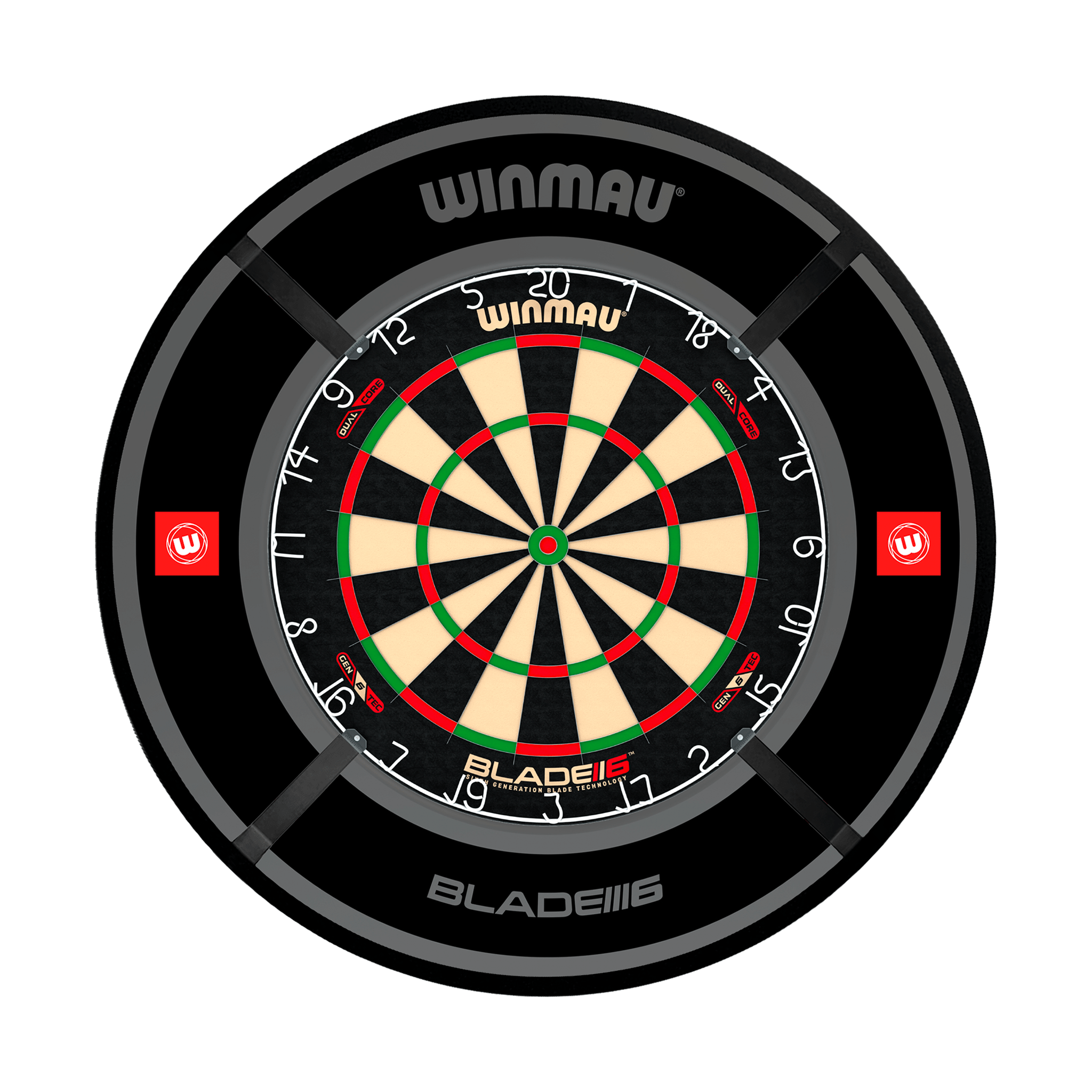 Winmau Blade 6 Dartboard, Surround & Corona Light Bundle Blade 6 Dual Core / Pro 1.0 Black / Target Corona Vision Boards