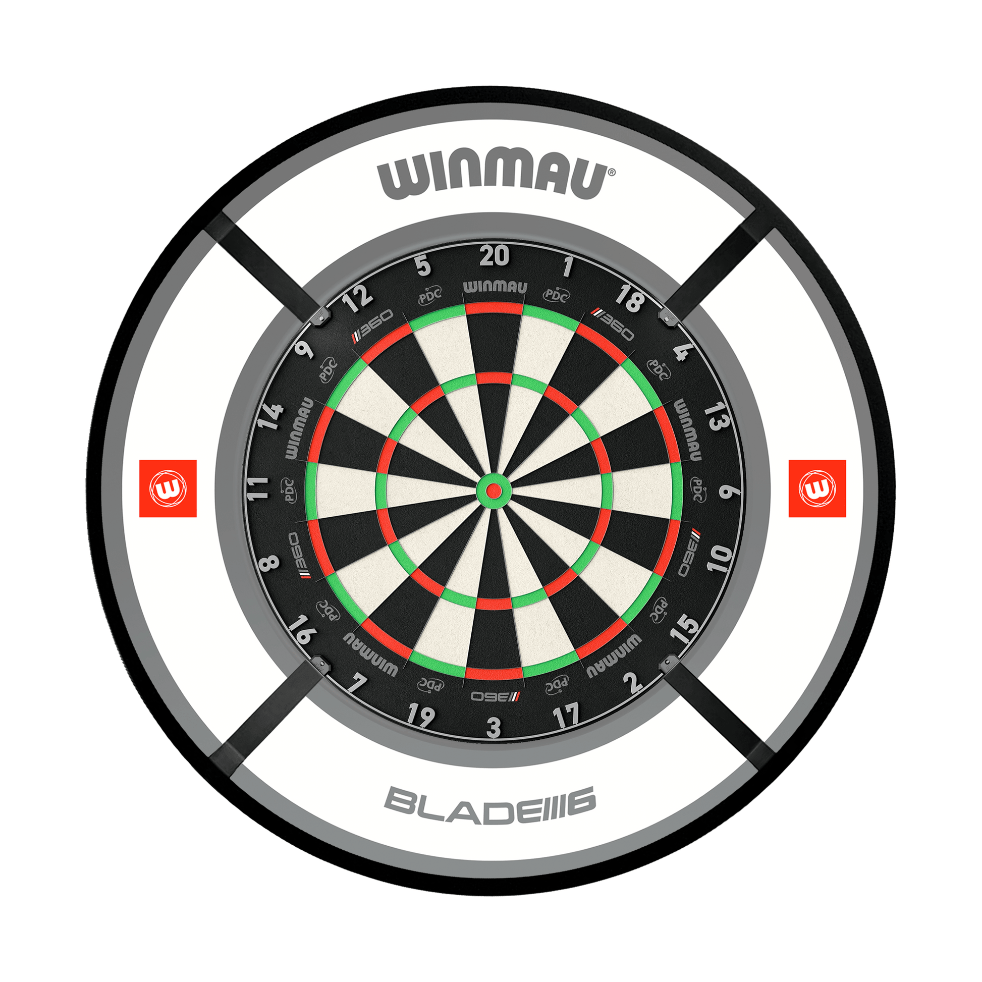 Winmau Blade 6 Dartboard, Surround & Corona Light Bundle Boards