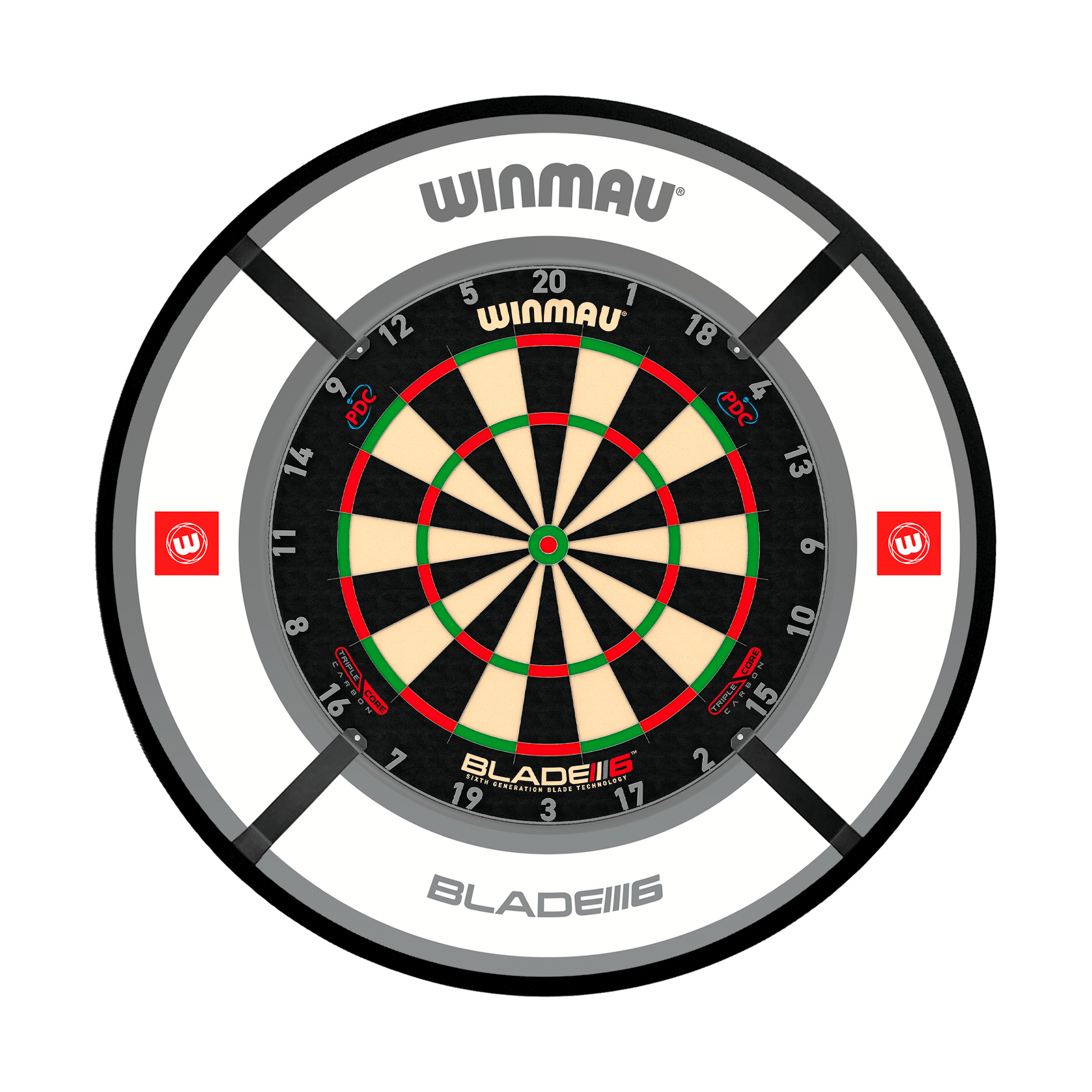 Winmau Blade 6 Dartboard, Surround & Corona Light Bundle Boards